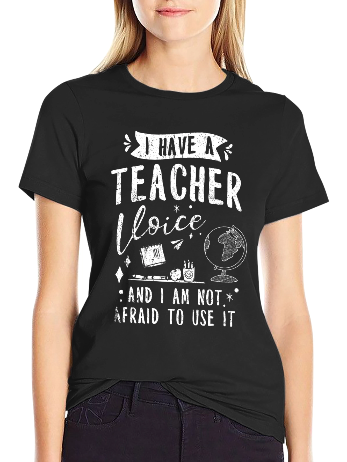 Black I Have A Teacher Voice Black Graphic Tee view 2