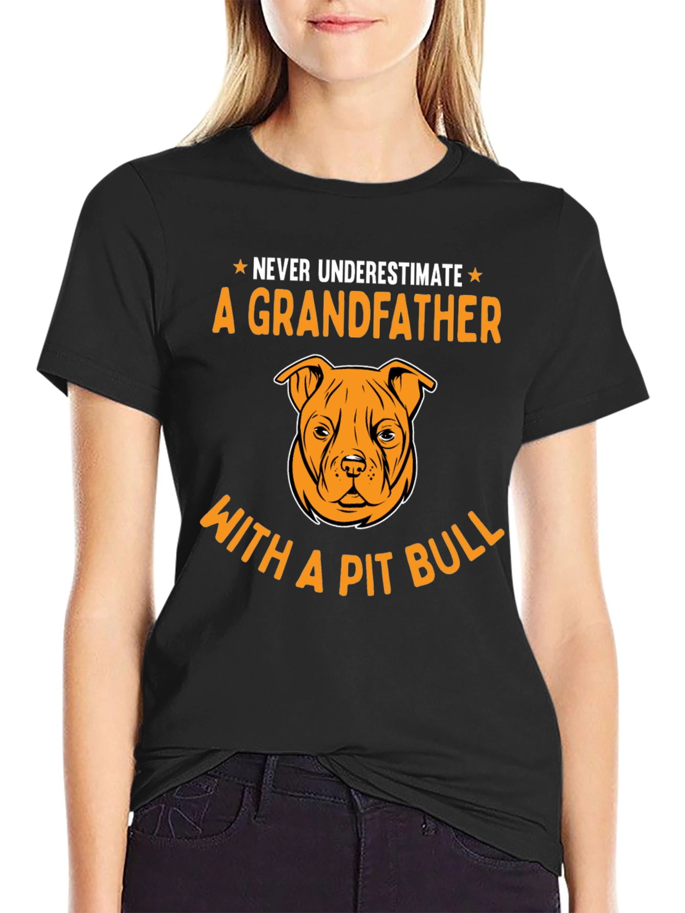 Black Grandfather Pit Bull T-Shirt view 2