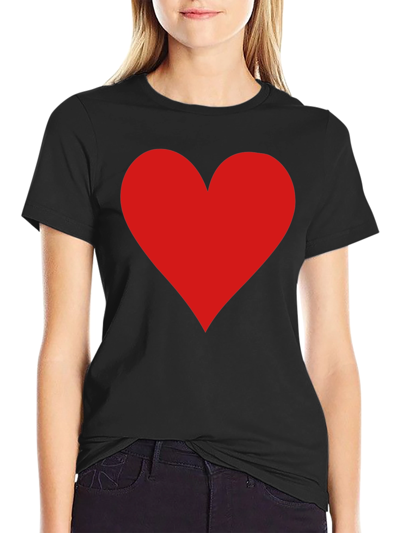 Black Red Heart Graphic Black T-Shirt - Love Tee view 2