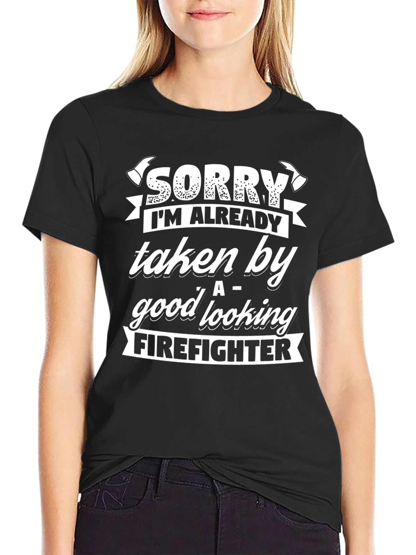 Black Funny Firefighter Taken T-Shirt Gift view 2