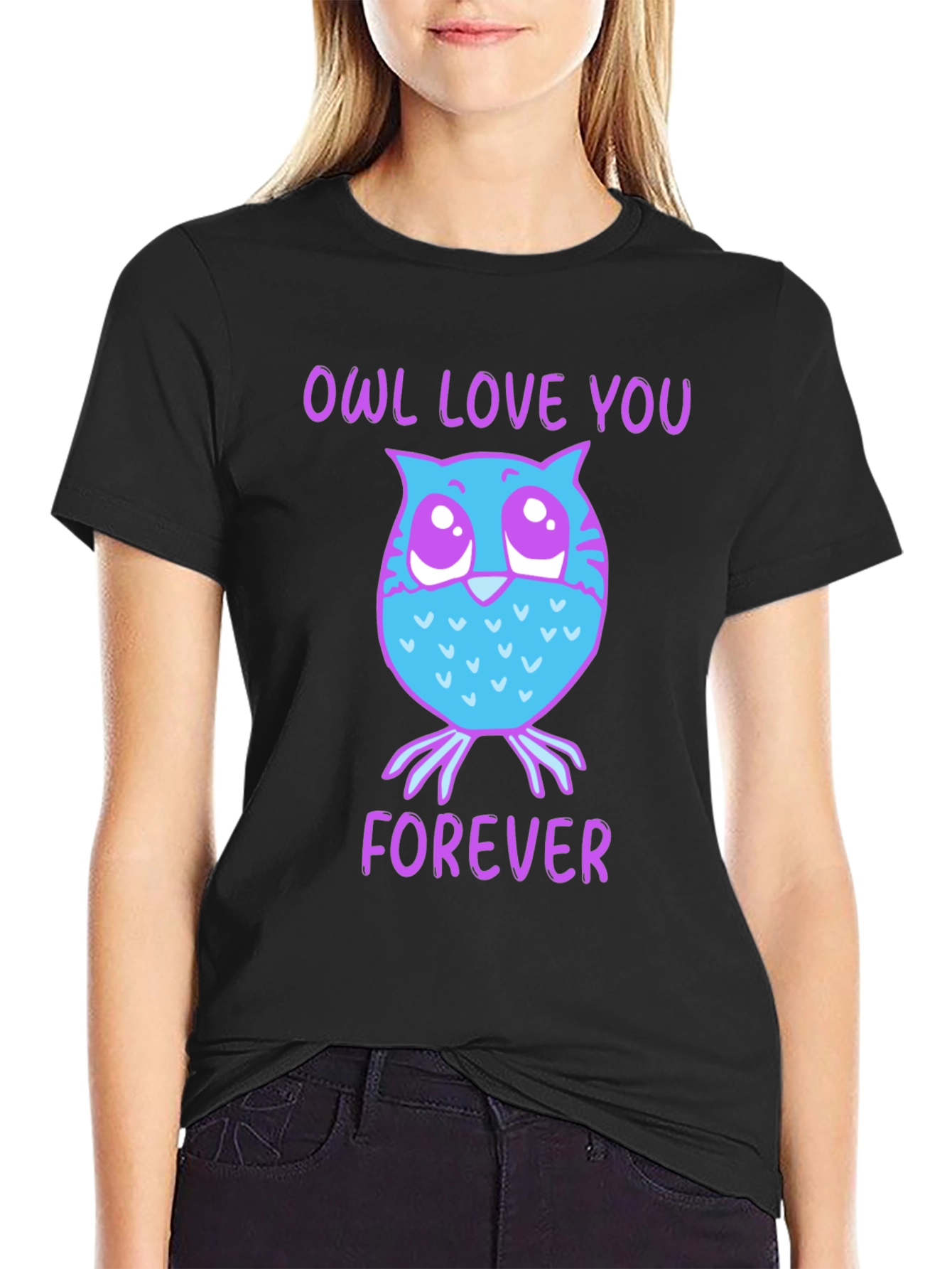 Black Owl Love You Forever Graphic T-Shirt view 2
