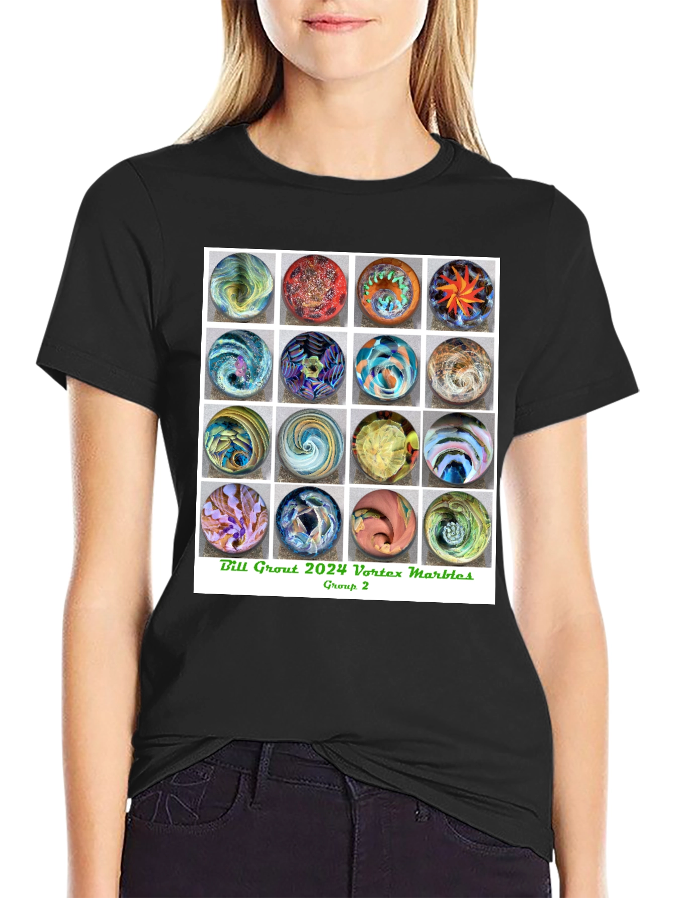 Black Vortex Marbles Graphic T-Shirt view 2