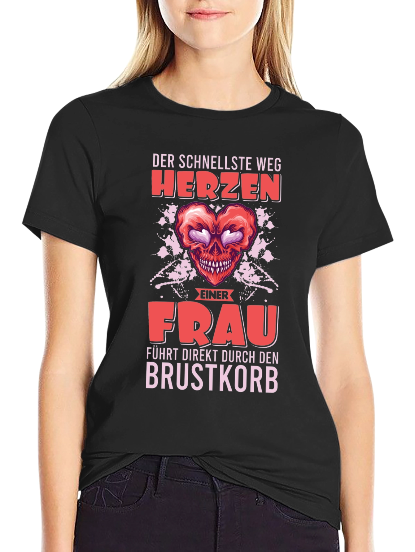 Black Funny German T-Shirt - The Fastest Way to a Woman's Heart view 2