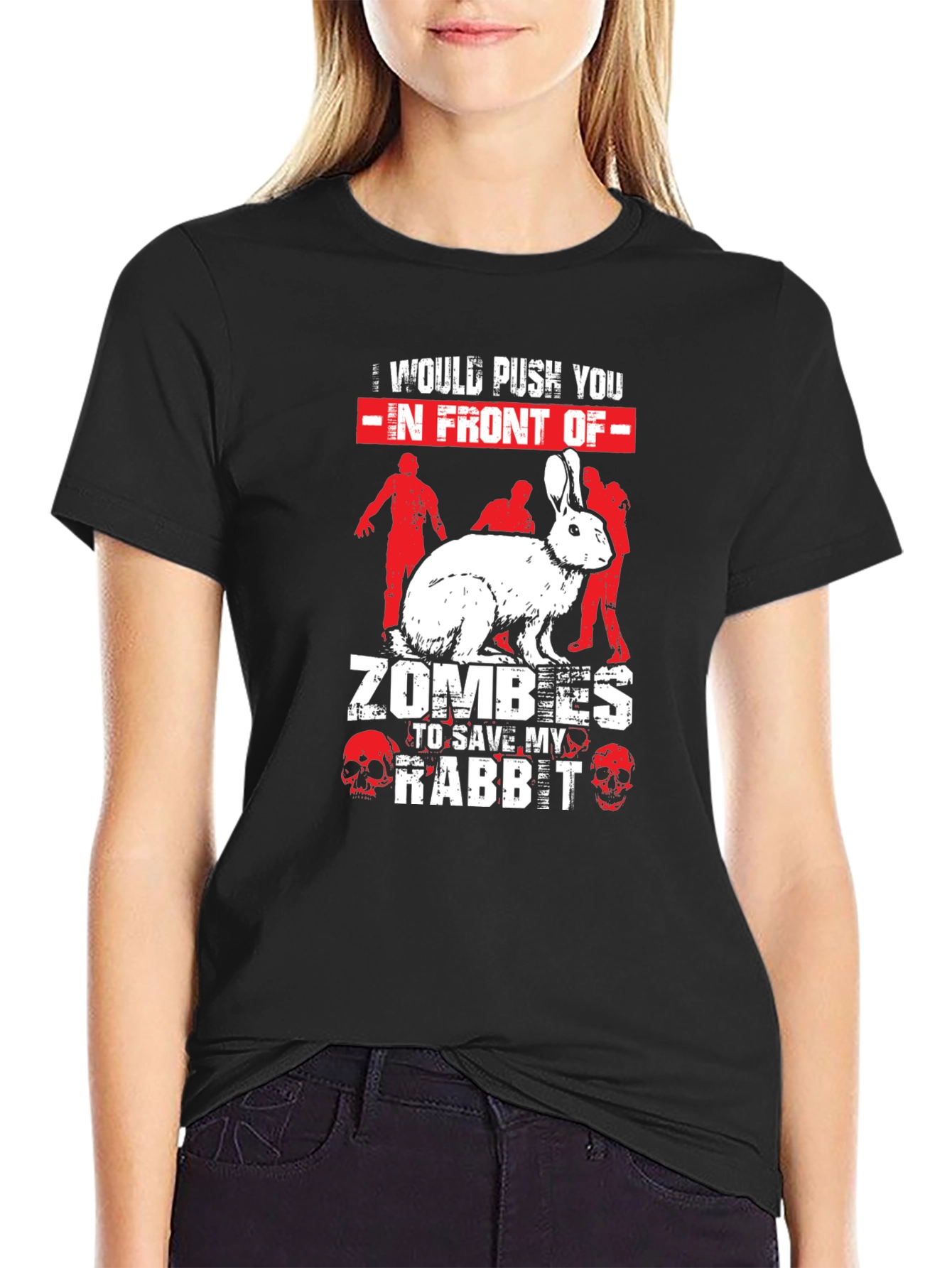 Black Zombie Rabbit Graphic Tee - Save My Rabbit! view 2