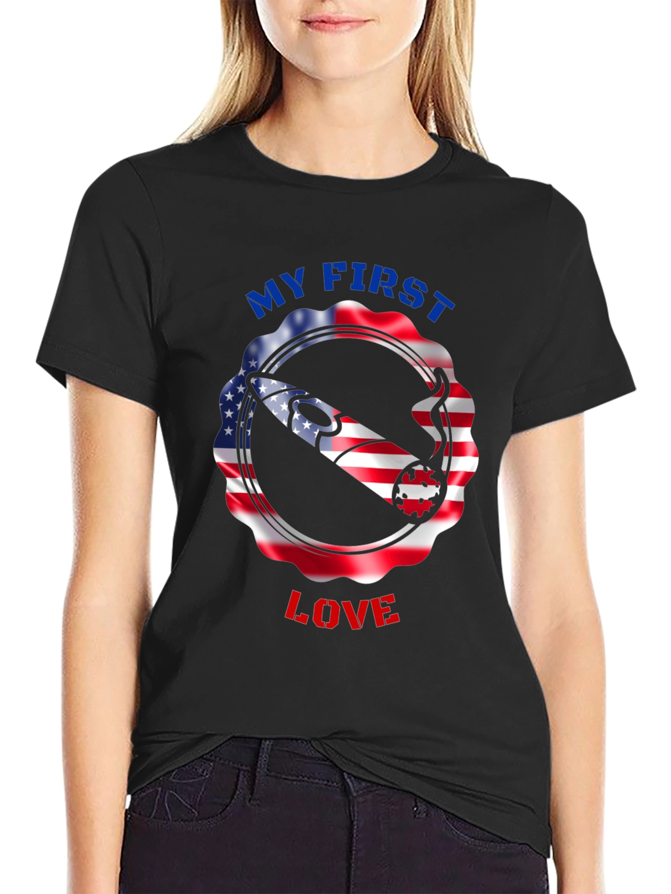 Black My First Love Graphic T-Shirt view 2