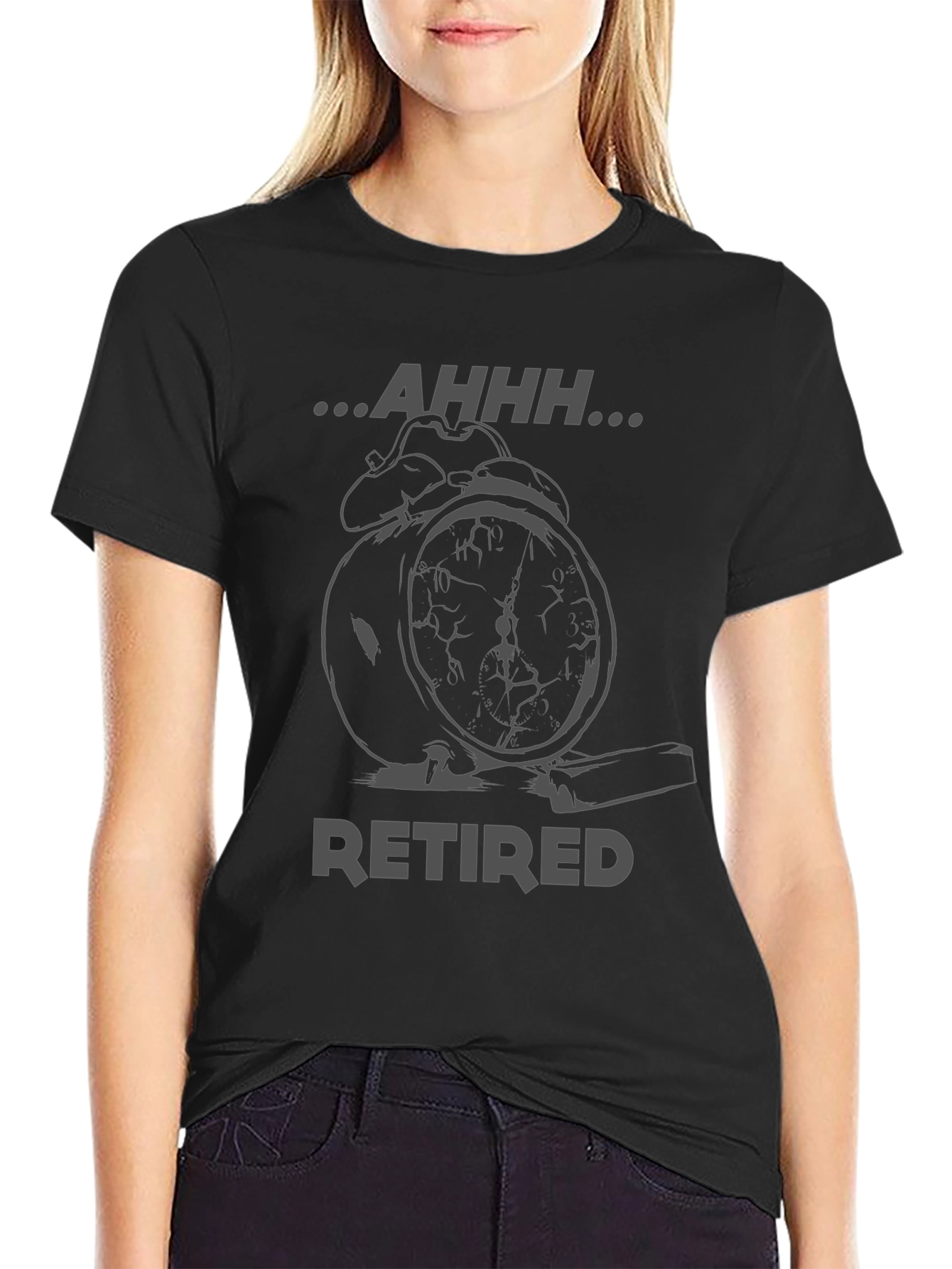 Black Retired Alarm Clock Graphic T-Shirt view 2