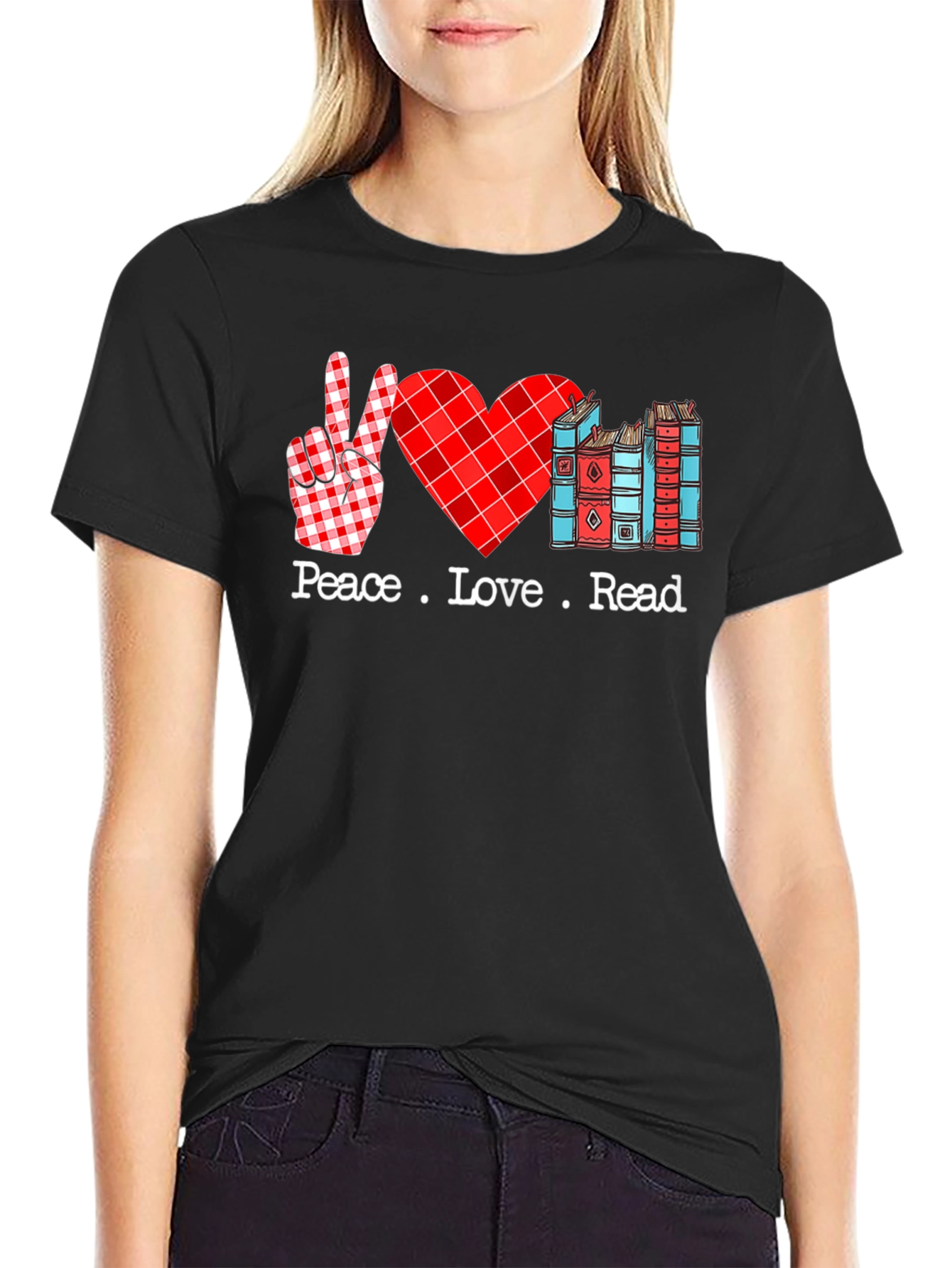 Black Peace Love Read Graphic Tee view 2