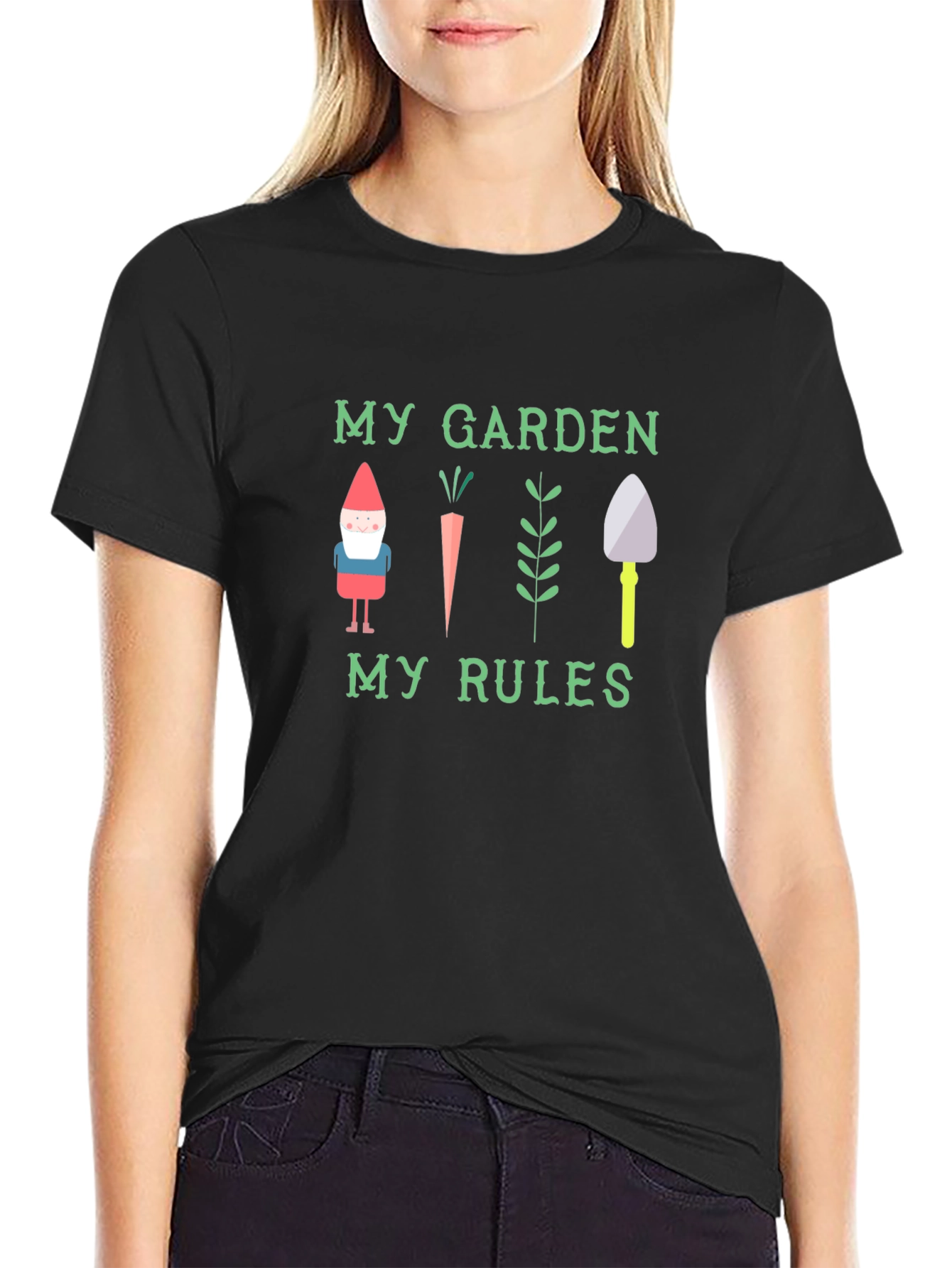 Black My Garden My Rules Graphic T-Shirt view 2