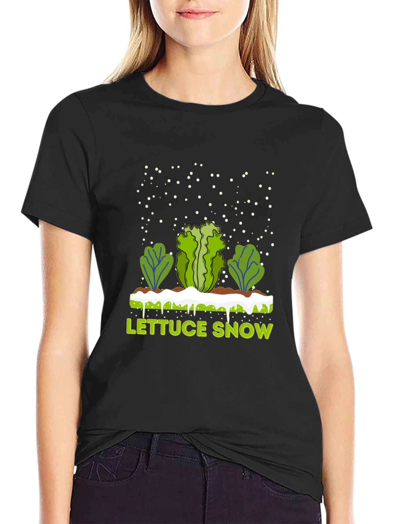 Black Lettuce Snow Novelty Graphic T-Shirt view 2