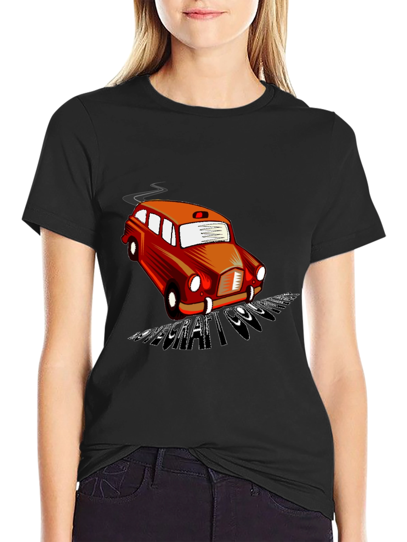 Black Retro Car T-Shirt - Cool Graphic Tee view 2