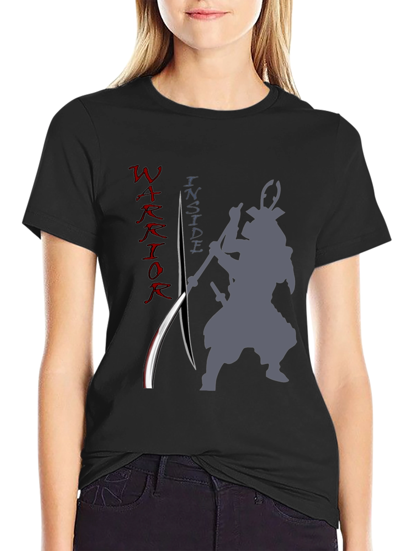Black Warrior Inside Men's Graphic Tee - Samurai Design view 2