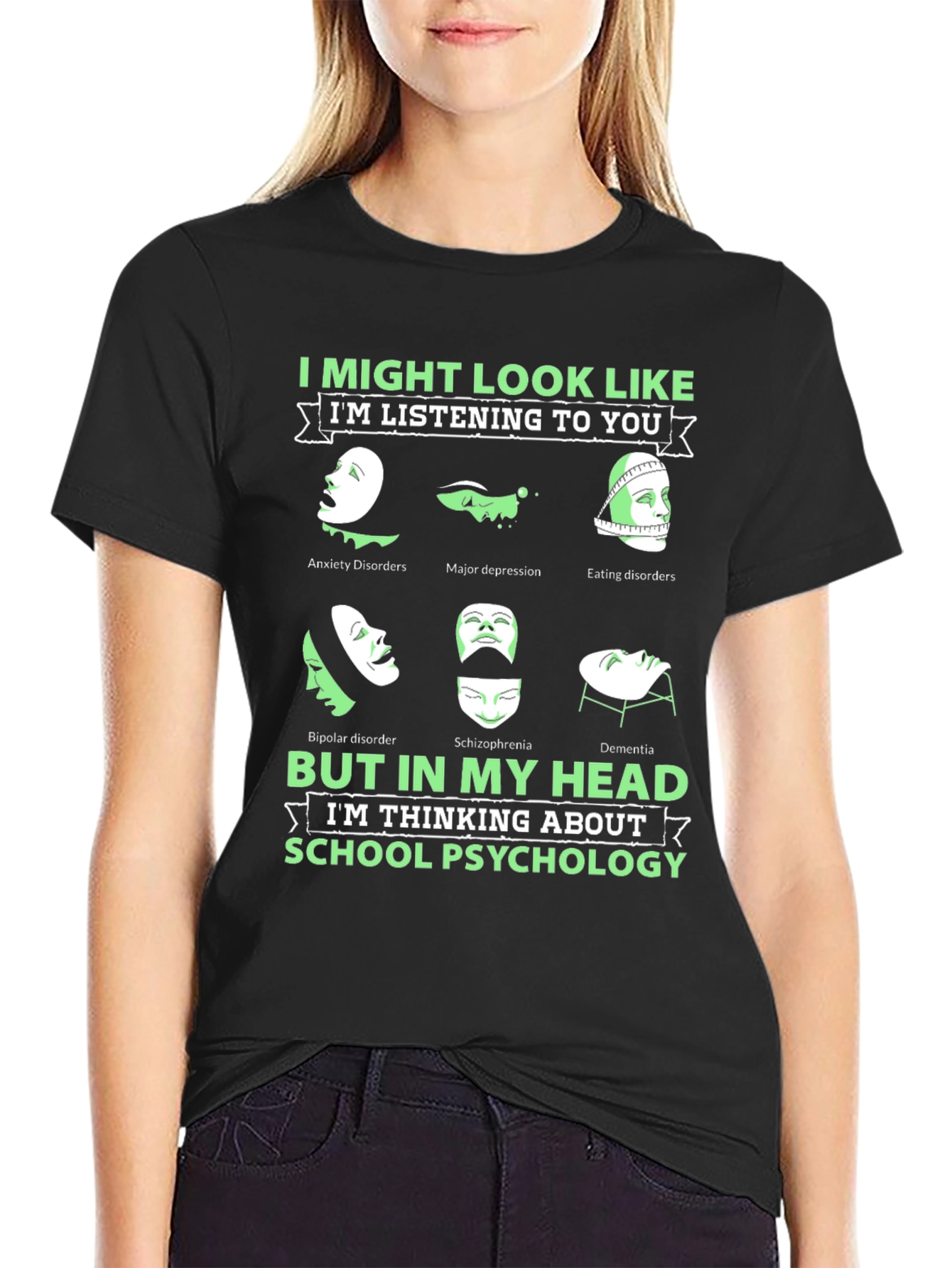 Black School Psychology Mental Health T-Shirt view 2