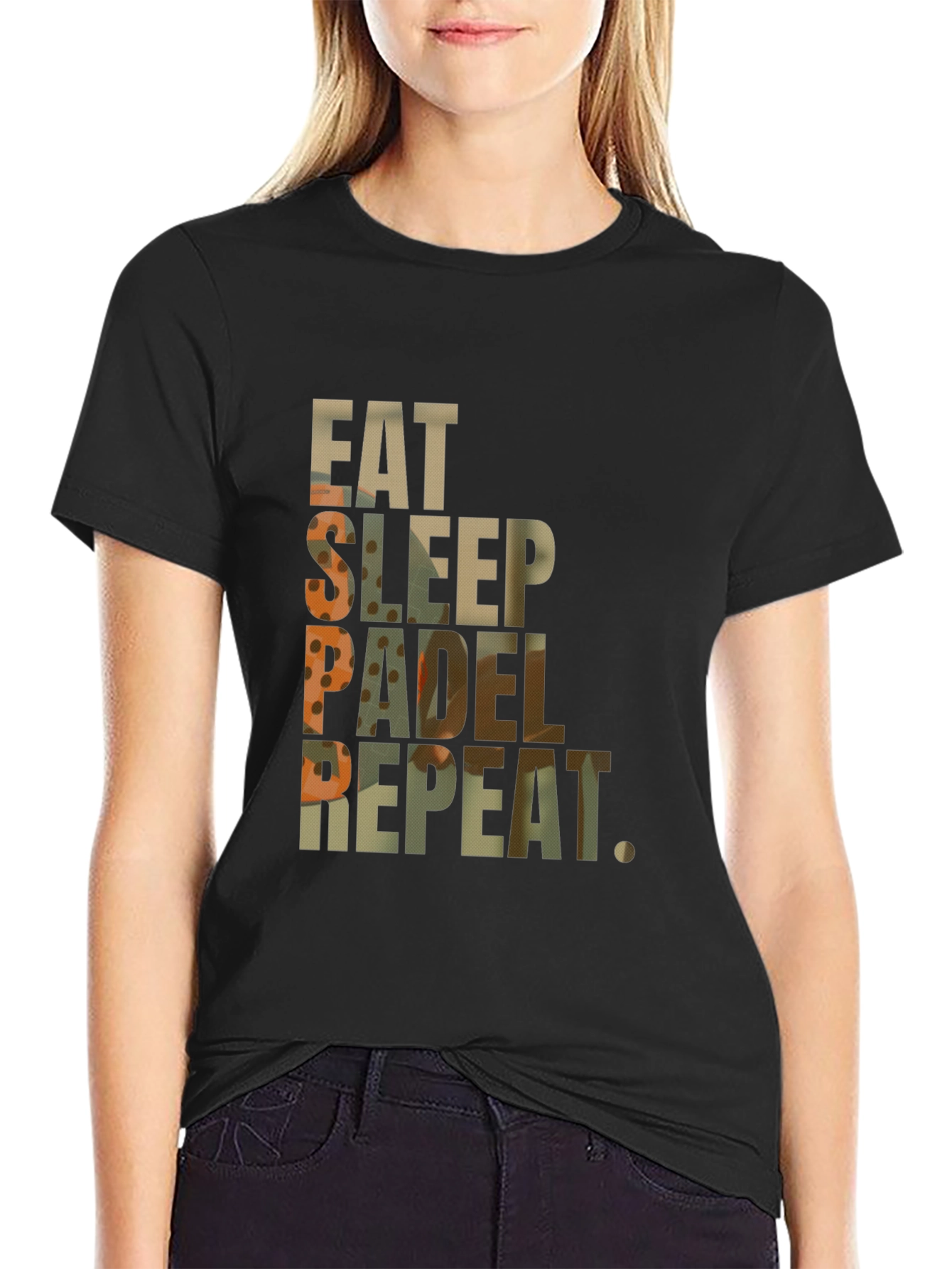 Black Eat Sleep Padel Repeat Black Graphic T-Shirt view 2