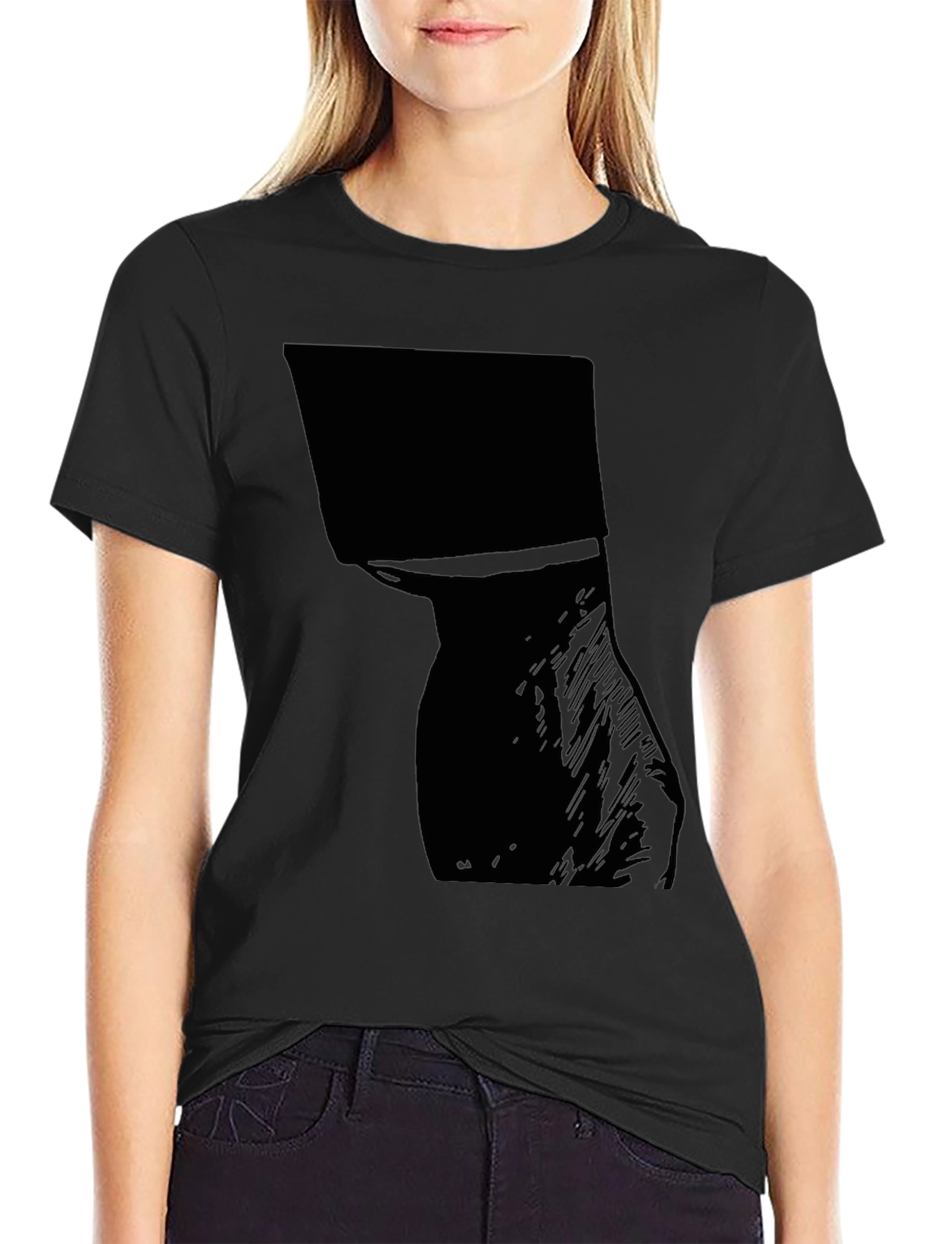 Black Men's Graphic Tee - Abstract Silhouette Design view 2