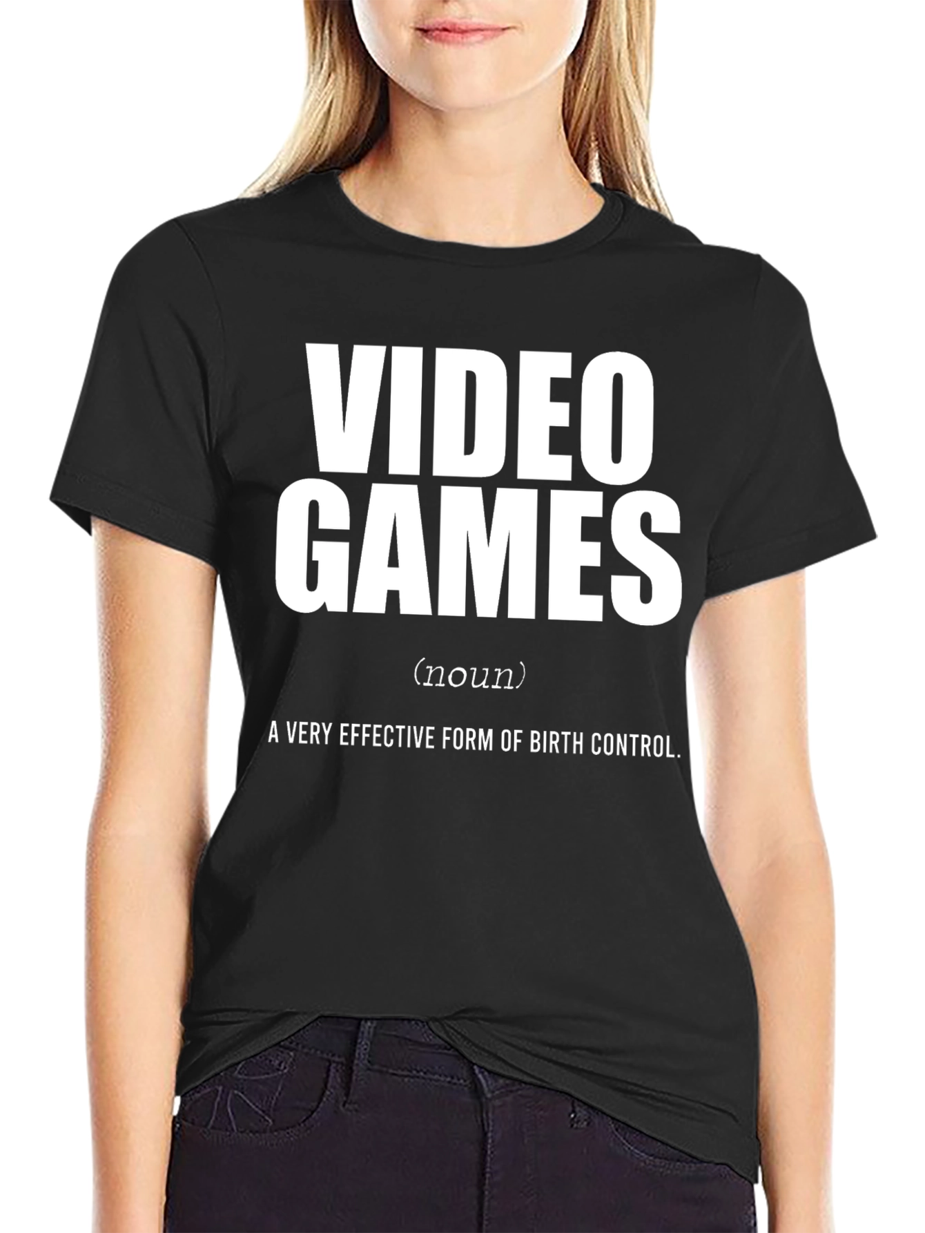 Black Funny Gamer Tee - Video Games Birth Control T-Shirt view 2