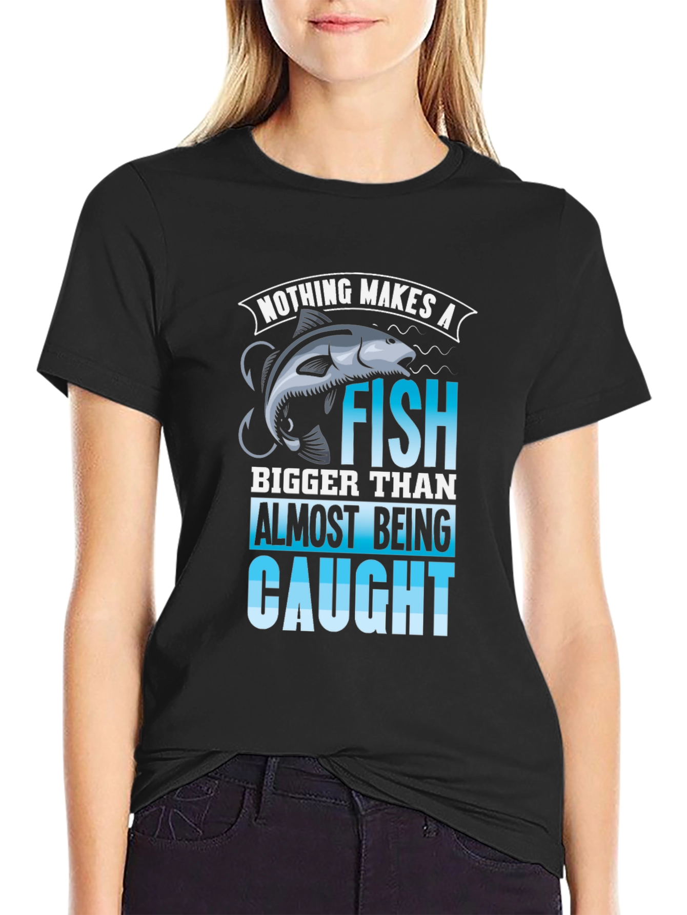 Black Fishing T-Shirt: Nothing Makes a Fish Bigger view 2