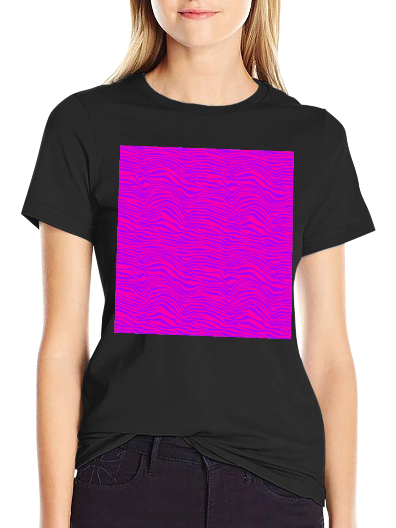 Black Abstract Zebra Print T-Shirt - Bold & Stylish view 2