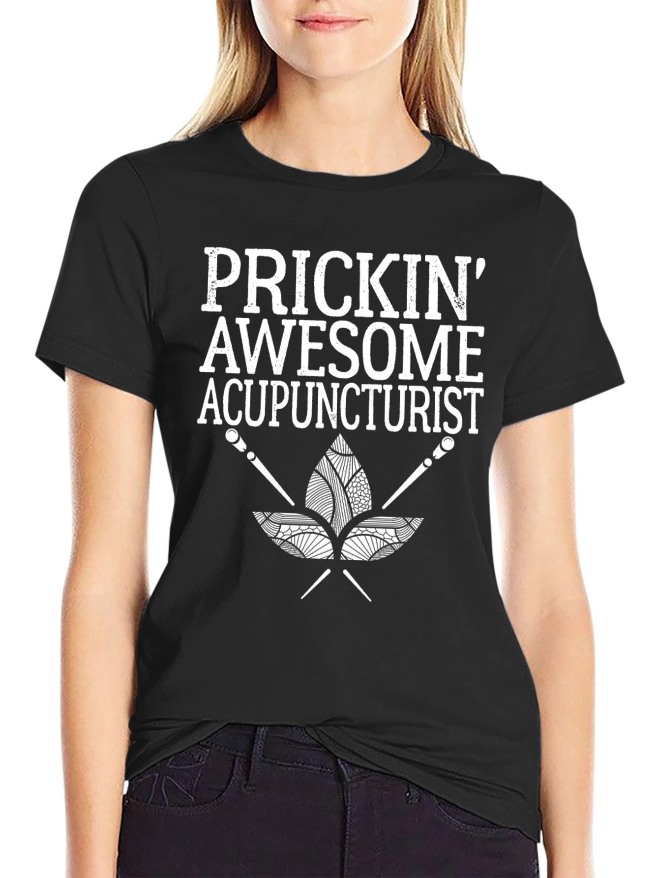 Black Prickin' Awesome Acupuncturist Graphic Tee view 2