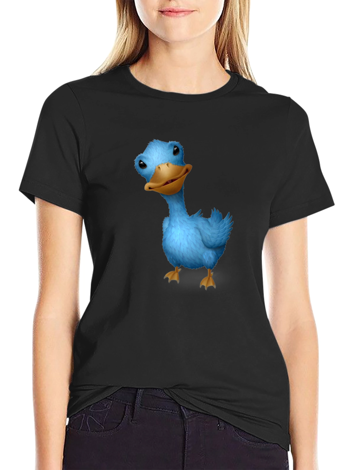 Black Blue Duck Graphic Tee - Soft Cotton Casual T-Shirt view 2