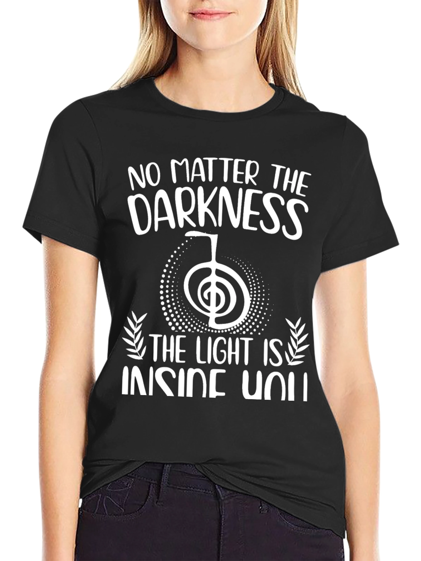 Black Inspirational Darkness Light T-Shirt view 2