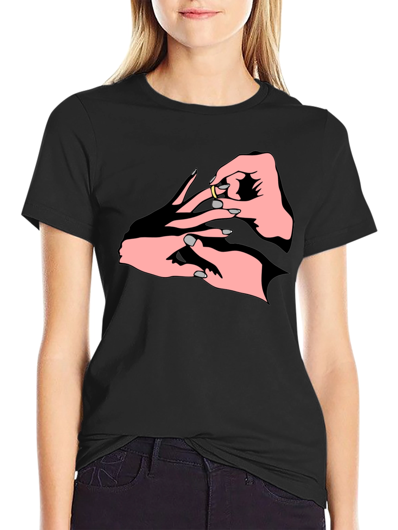 Black Engagement Ring Graphic T-Shirt view 2
