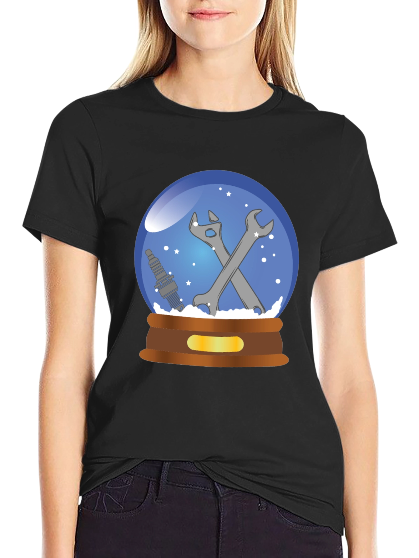 Mechanic Snow Globe T-Shirt - Auto Repair Gift - 2