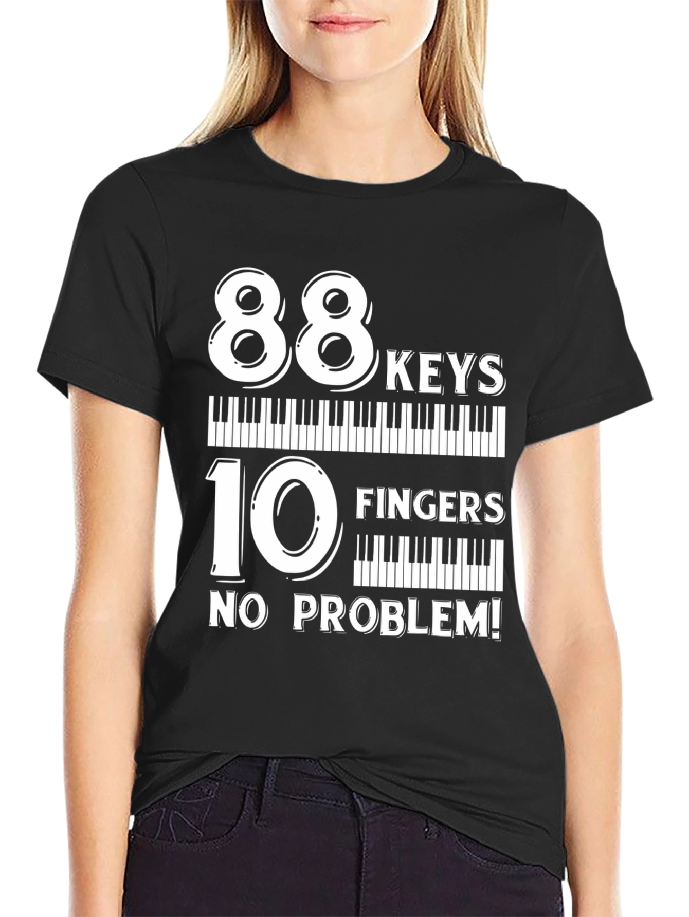 Black 88 Keys 10 Fingers No Problem T-Shirt view 2