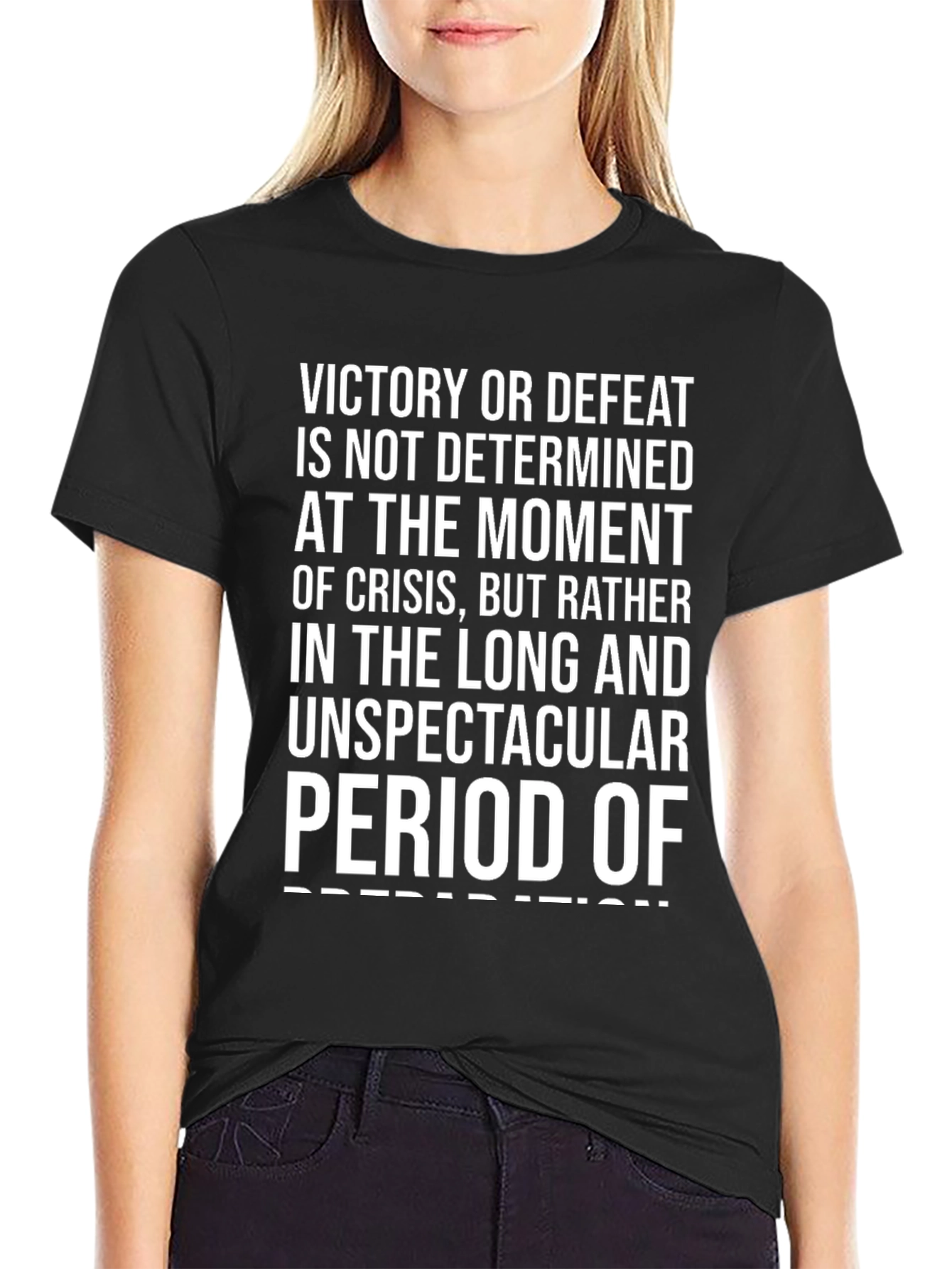 Black Victory or Defeat Graphic Print Black T-Shirt view 2