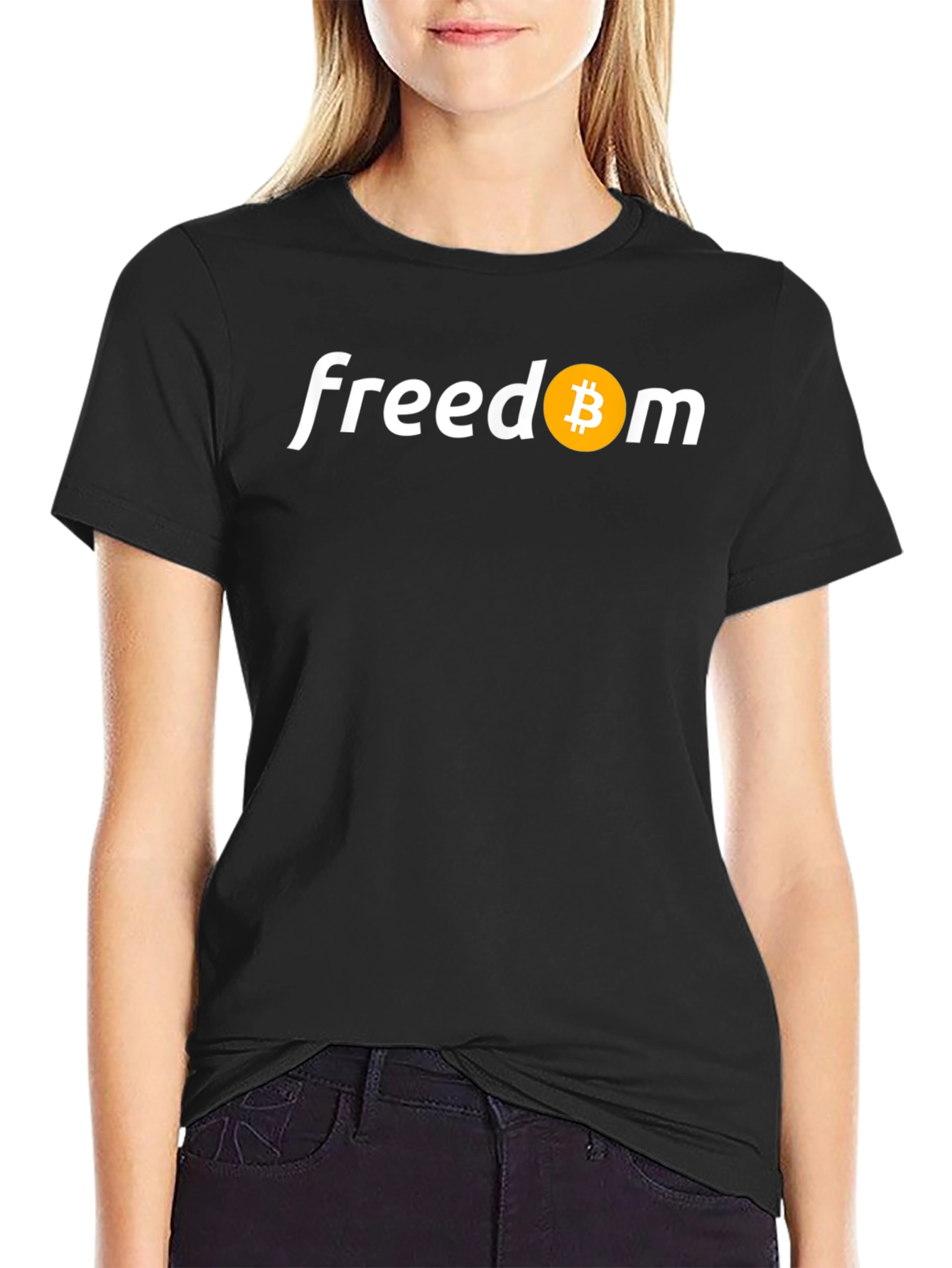 Black Bitcoin Freedom Tee - Crypto Enthusiast T-Shirt view 2