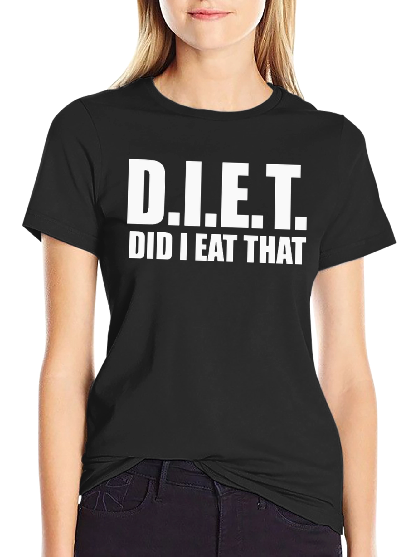 Black Funny Diet T-Shirt: Did I Eat That? Humor Tee view 2