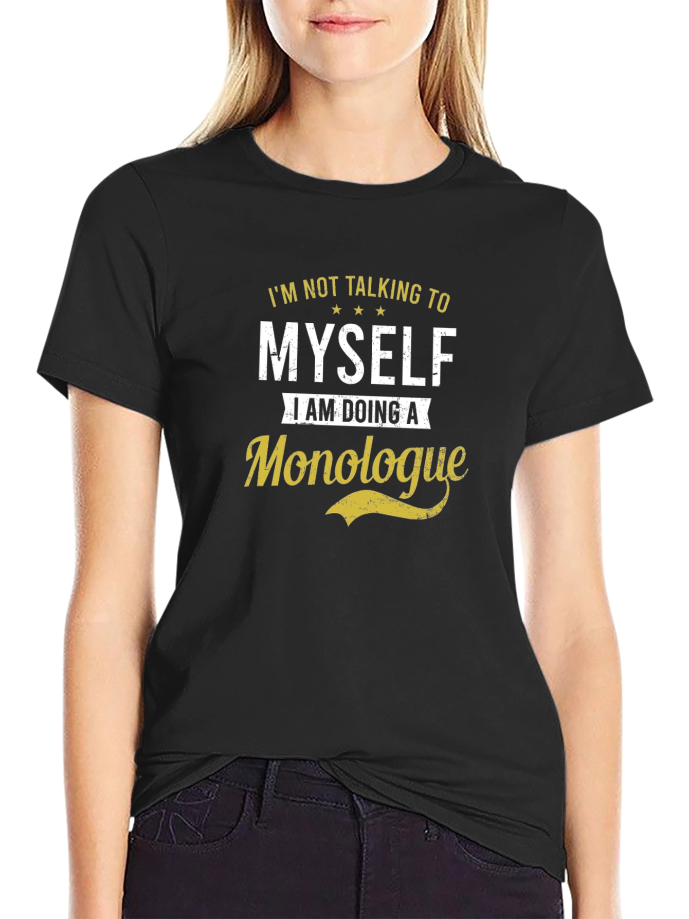 Black Monologue Graphic Tee -  Black Cotton T-Shirt view 2