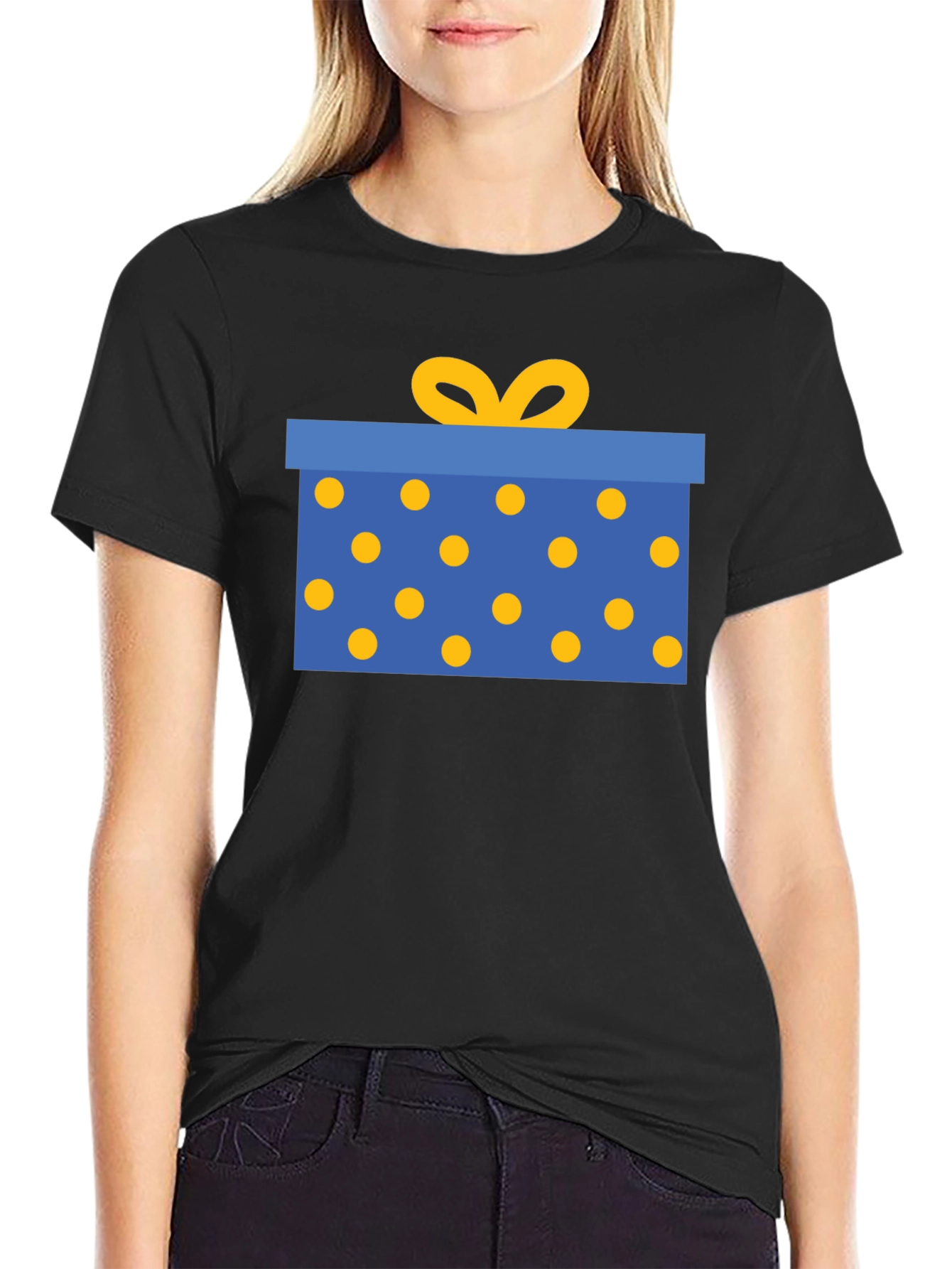 Black Gift Box Graphic Tee - Stylish Black T-Shirt view 2