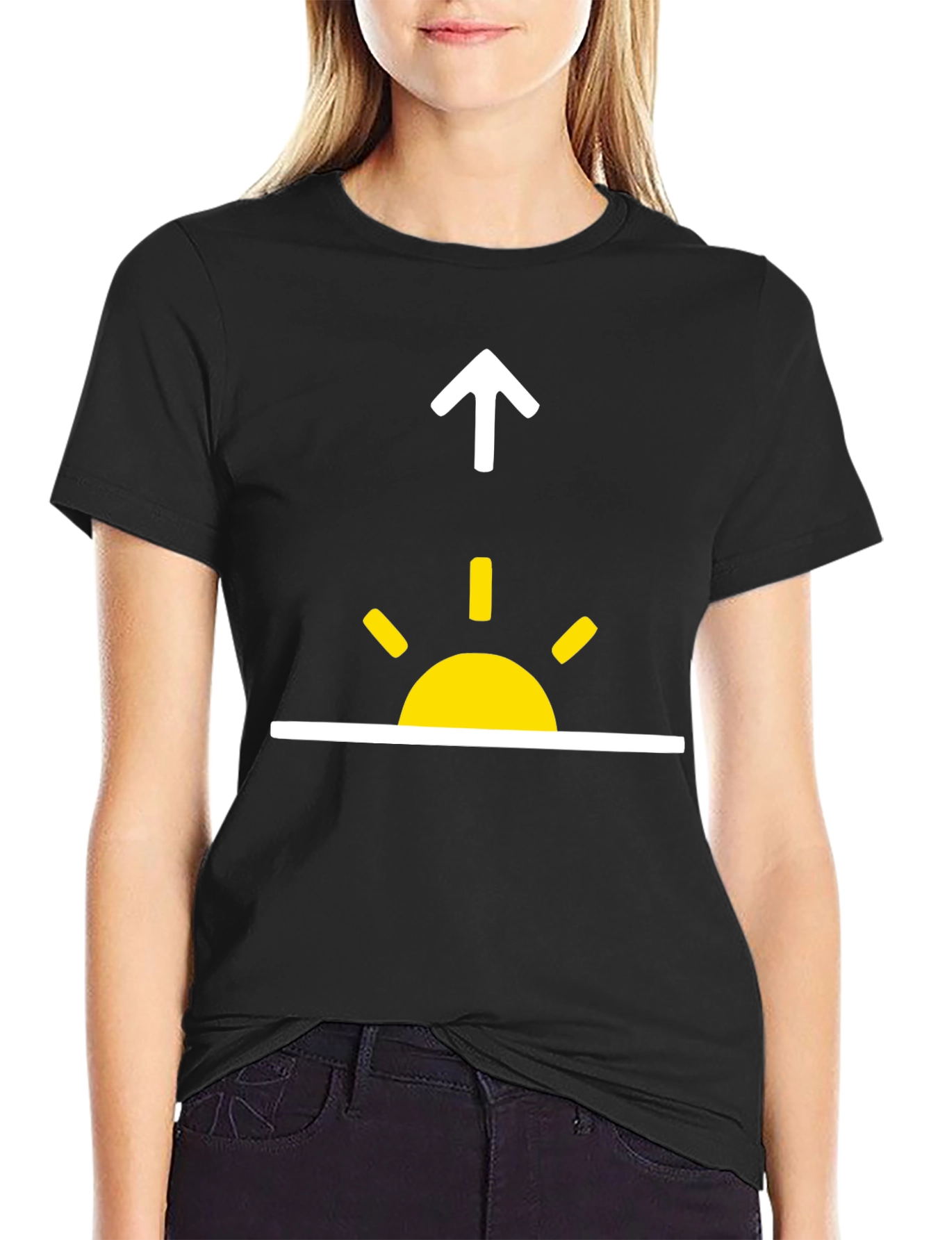 Black Sunrise Upward Arrow Graphic Tee - Stylish Everyday Wear view 2
