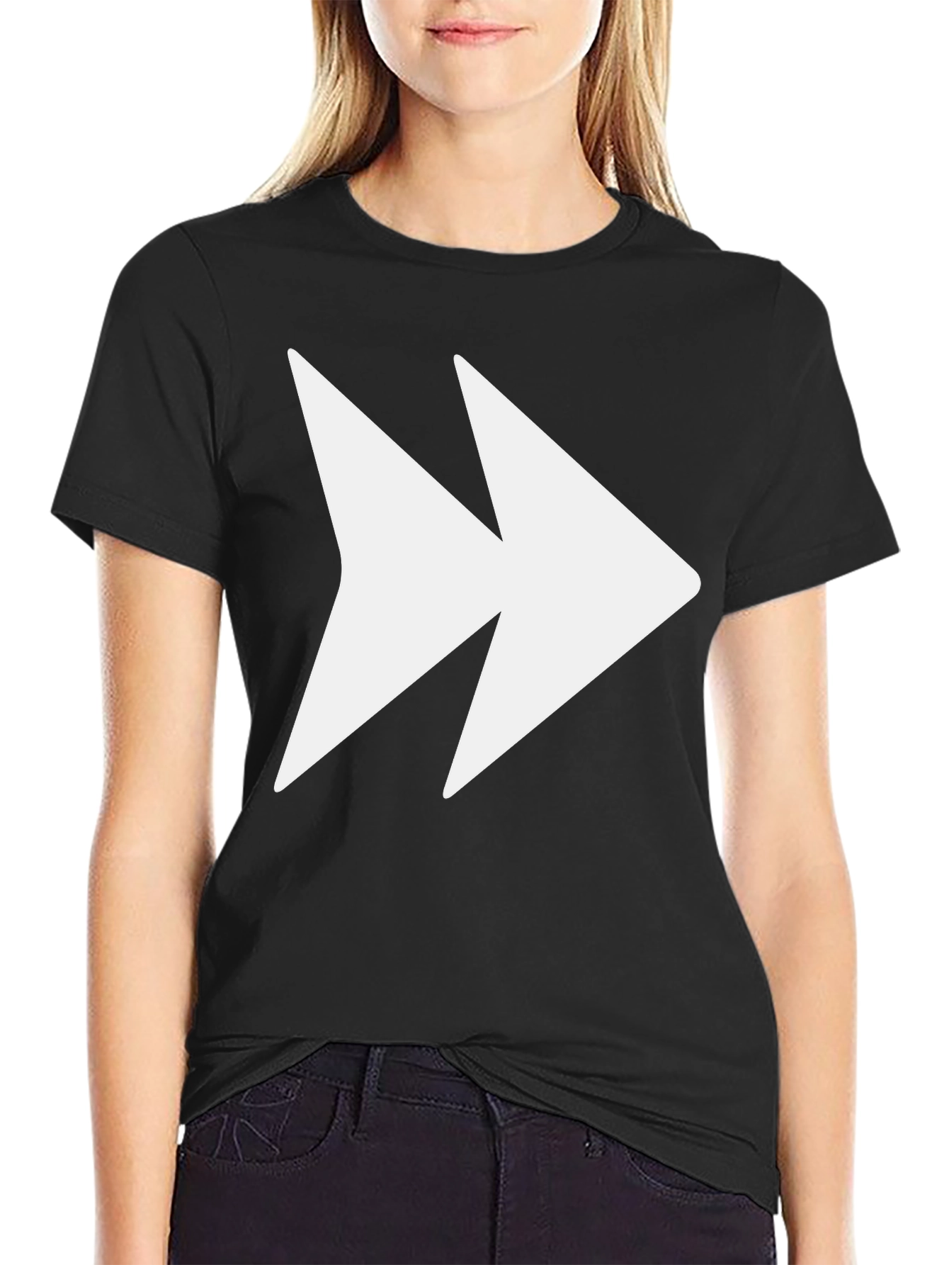 Black Forward Graphic Tee - Black Cotton Blend T-Shirt view 2
