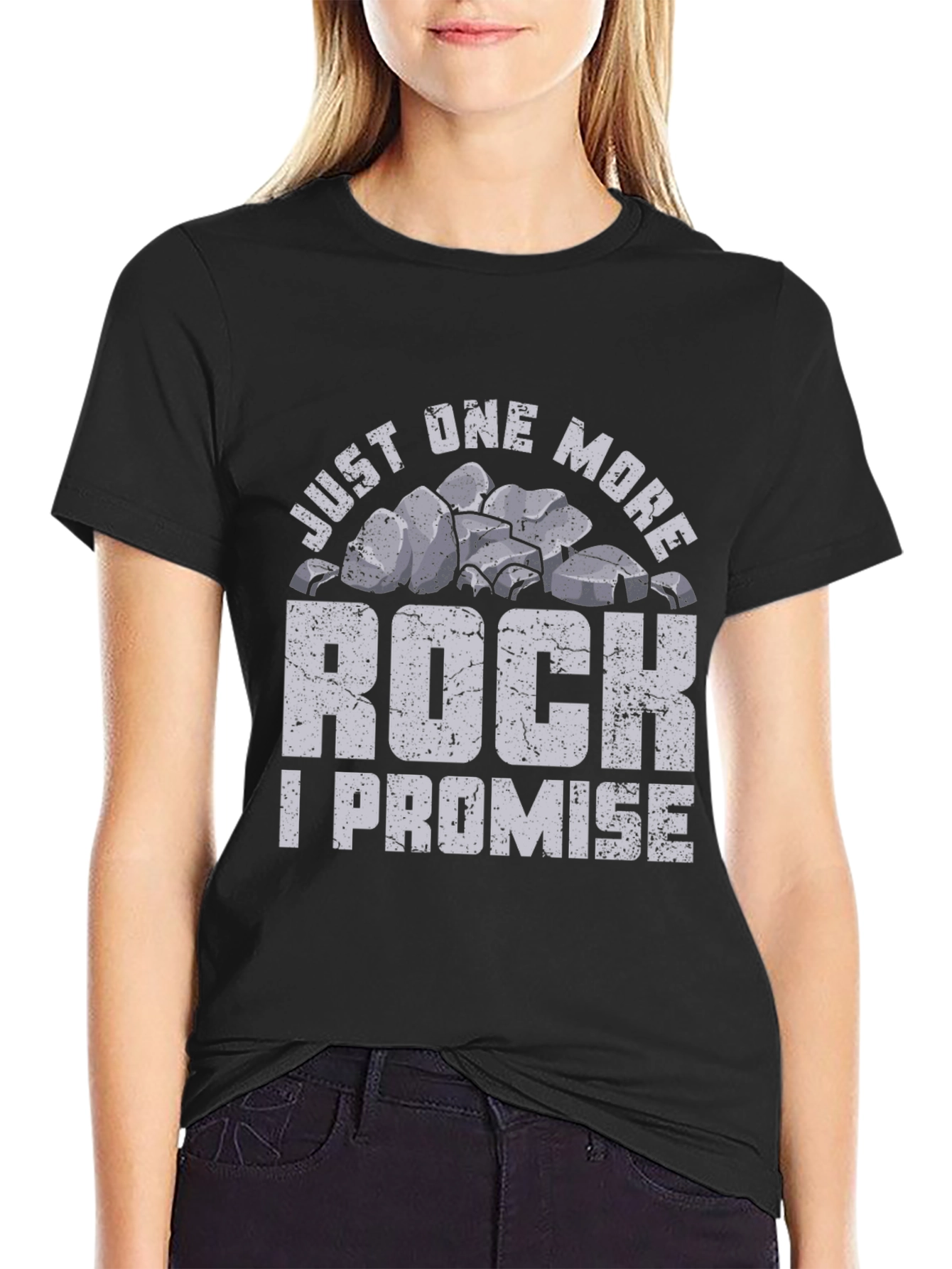 Black Just One More Rock T-Shirt Funny Geologist Shirt view 2