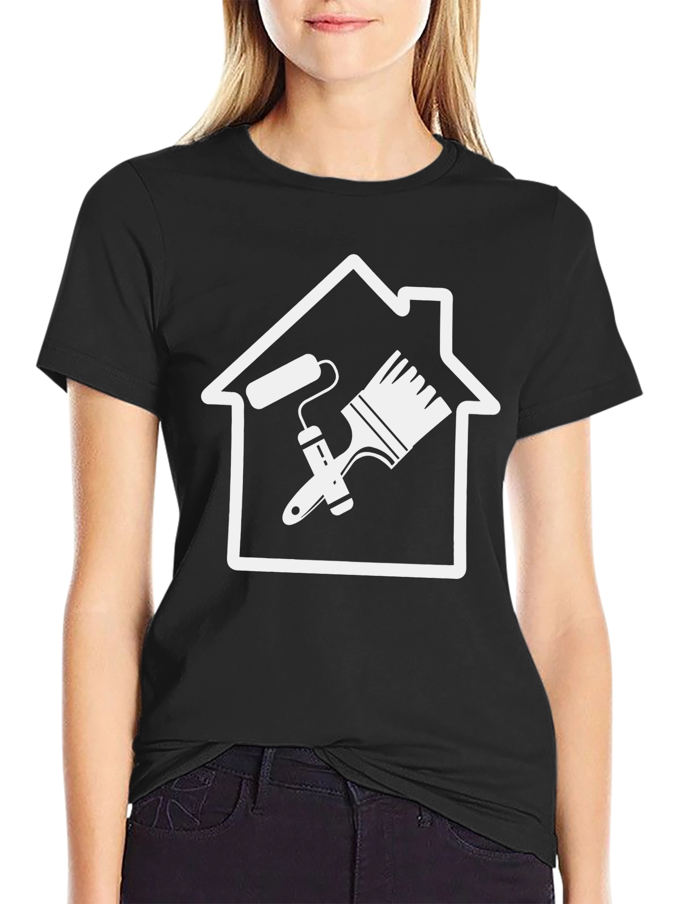 Black Home Painting Crew T-Shirt - Painter Gift view 2