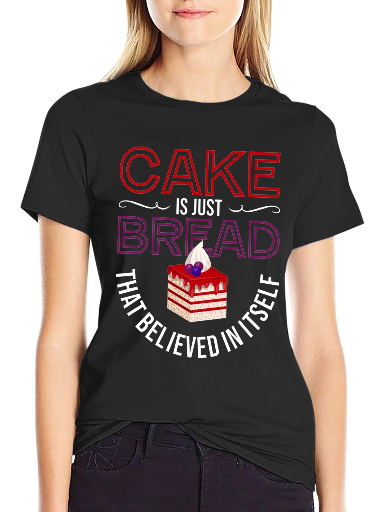 Black Cake Is Just Bread T-Shirt Funny Foodie Tee view 2