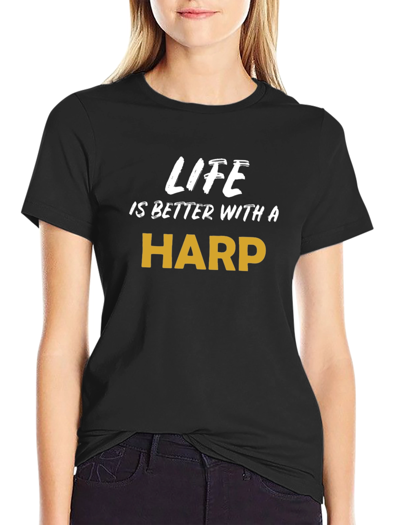 Black Life is Better with a Harp - Graphic Tee view 2