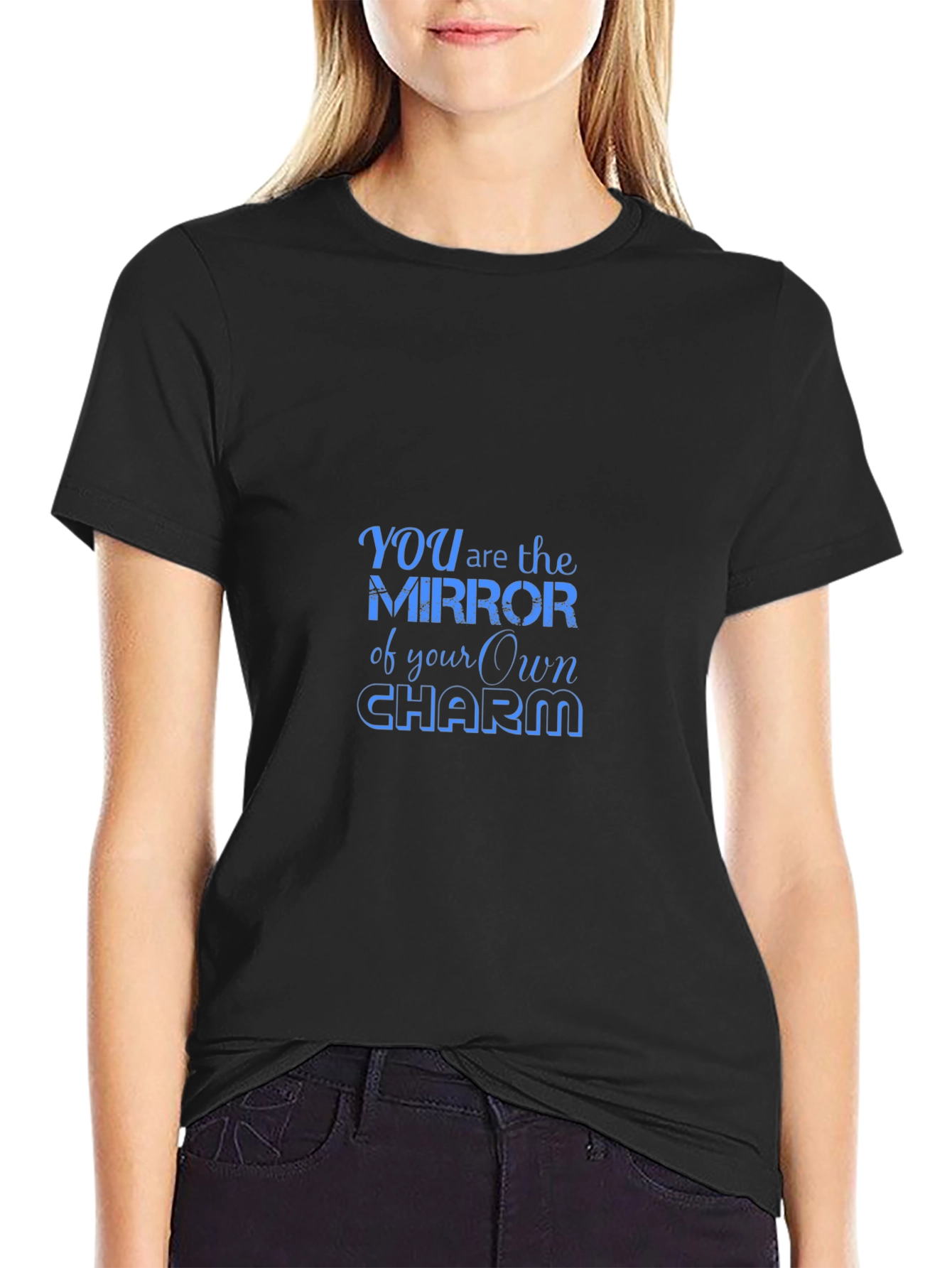 Black Charm Mirror Graphic Tee - Stylish Comfort view 2