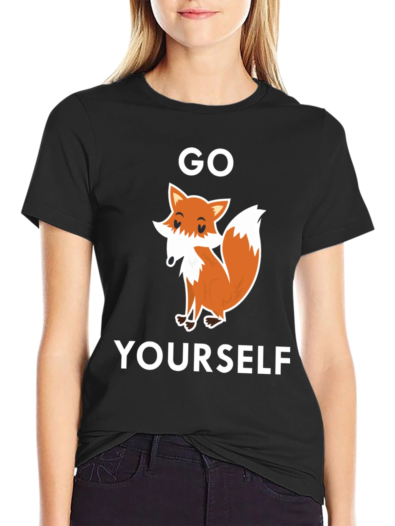 Black Go Fox Yourself Graphic T-Shirt view 2