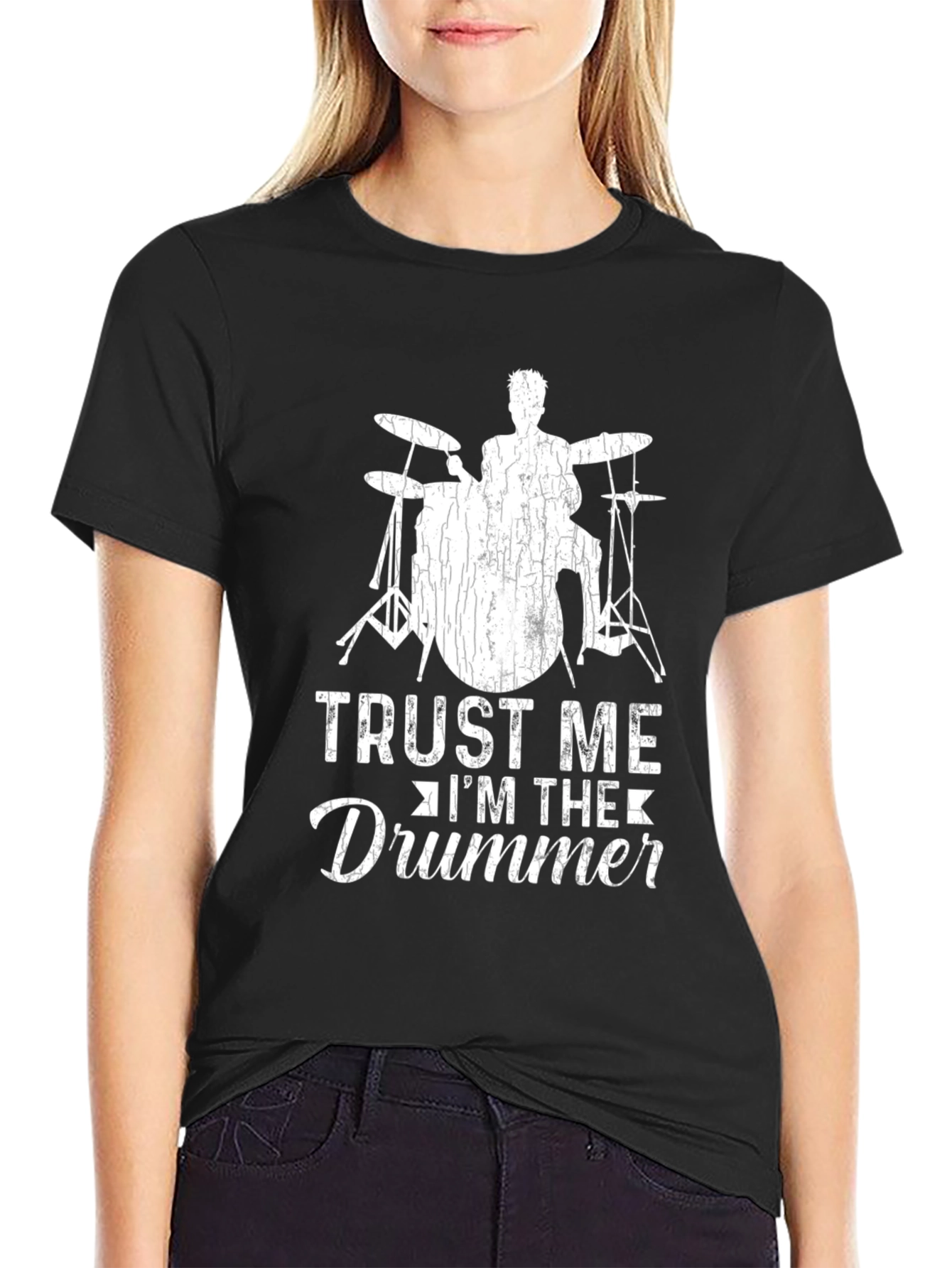 Black Trust Me I'm The Drummer T-Shirt view 2