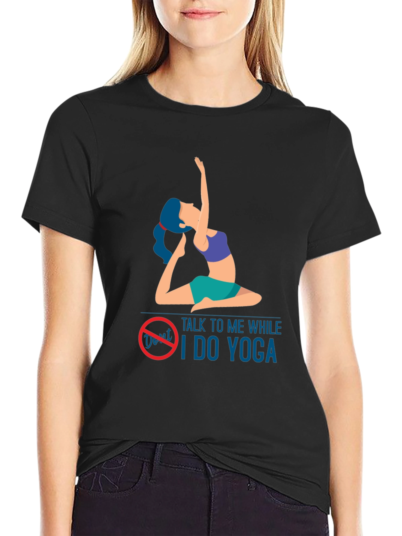 Black Yoga Lover T-Shirt: Don't Talk to Me While I Do Yoga view 2