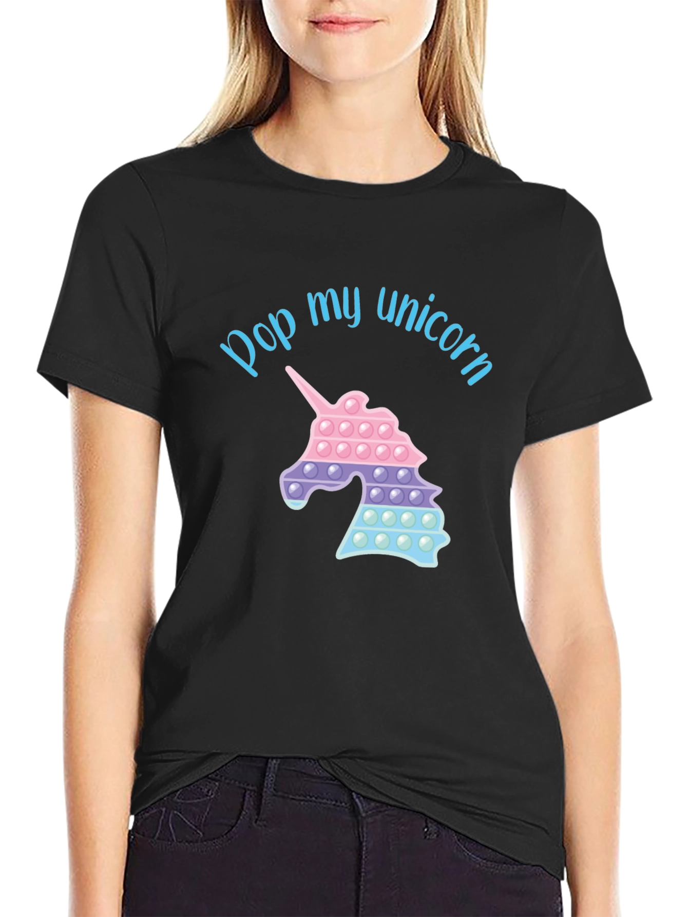 Black Pop My Unicorn T-Shirt Black Graphic Tee view 2