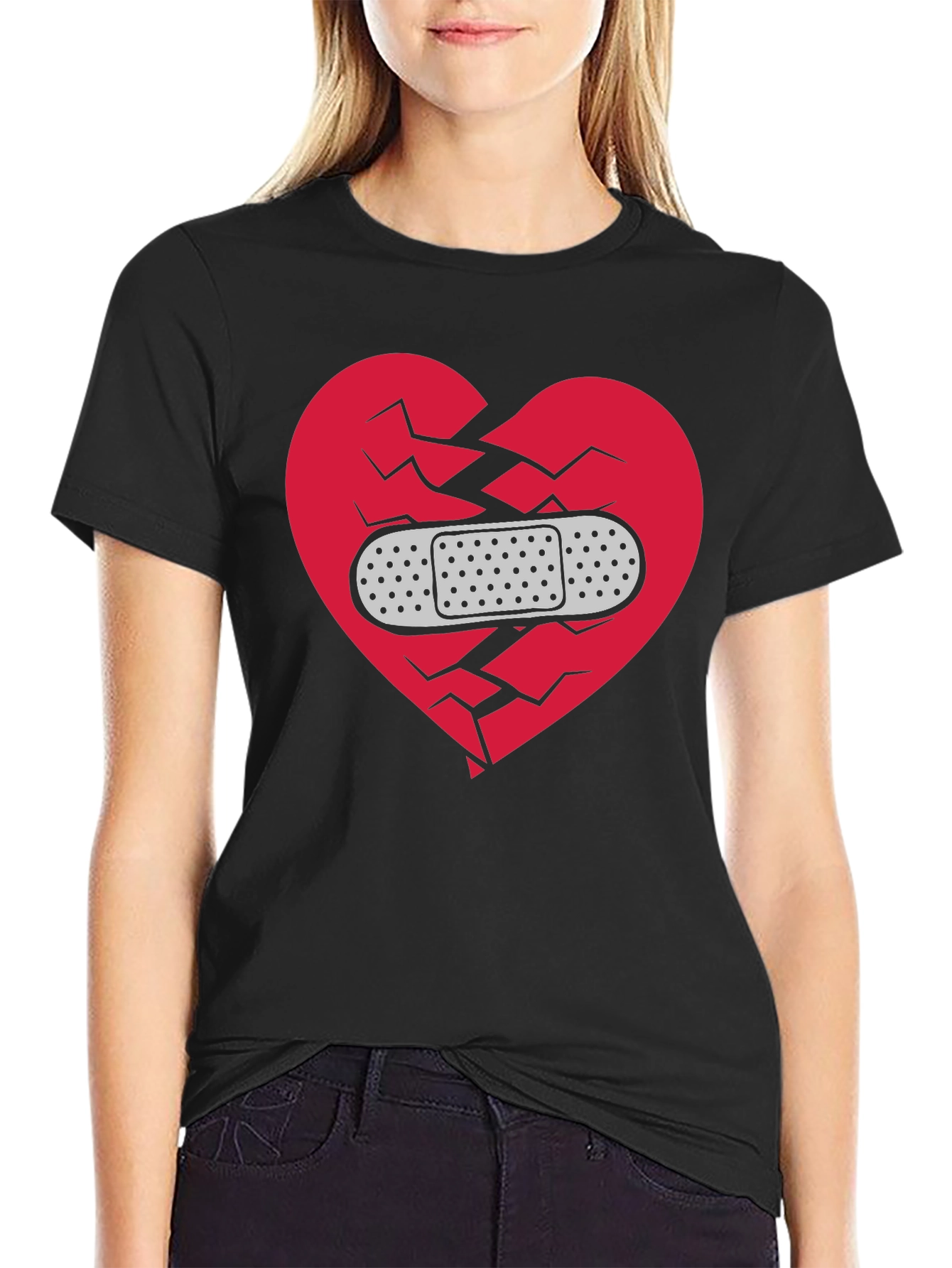 Black Broken Heart Healed T-Shirt - Mens Black Graphic Tee view 2