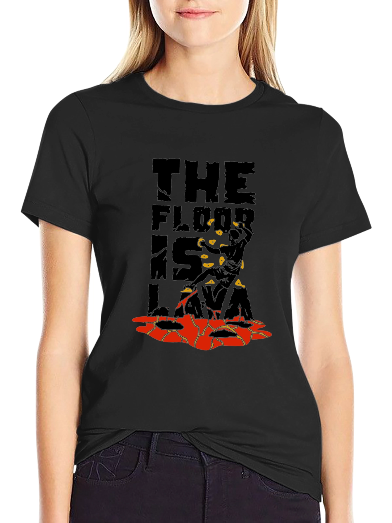 Black The Floor is Lava Graphic T-Shirt view 2