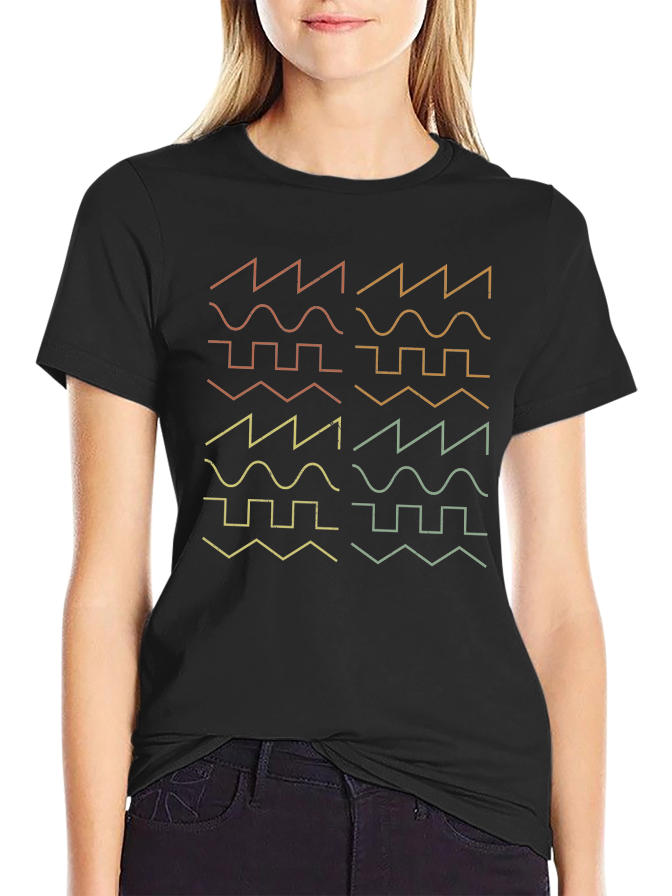 Black Synth Waveform T-Shirt - Retro Electronic Music Tee view 2