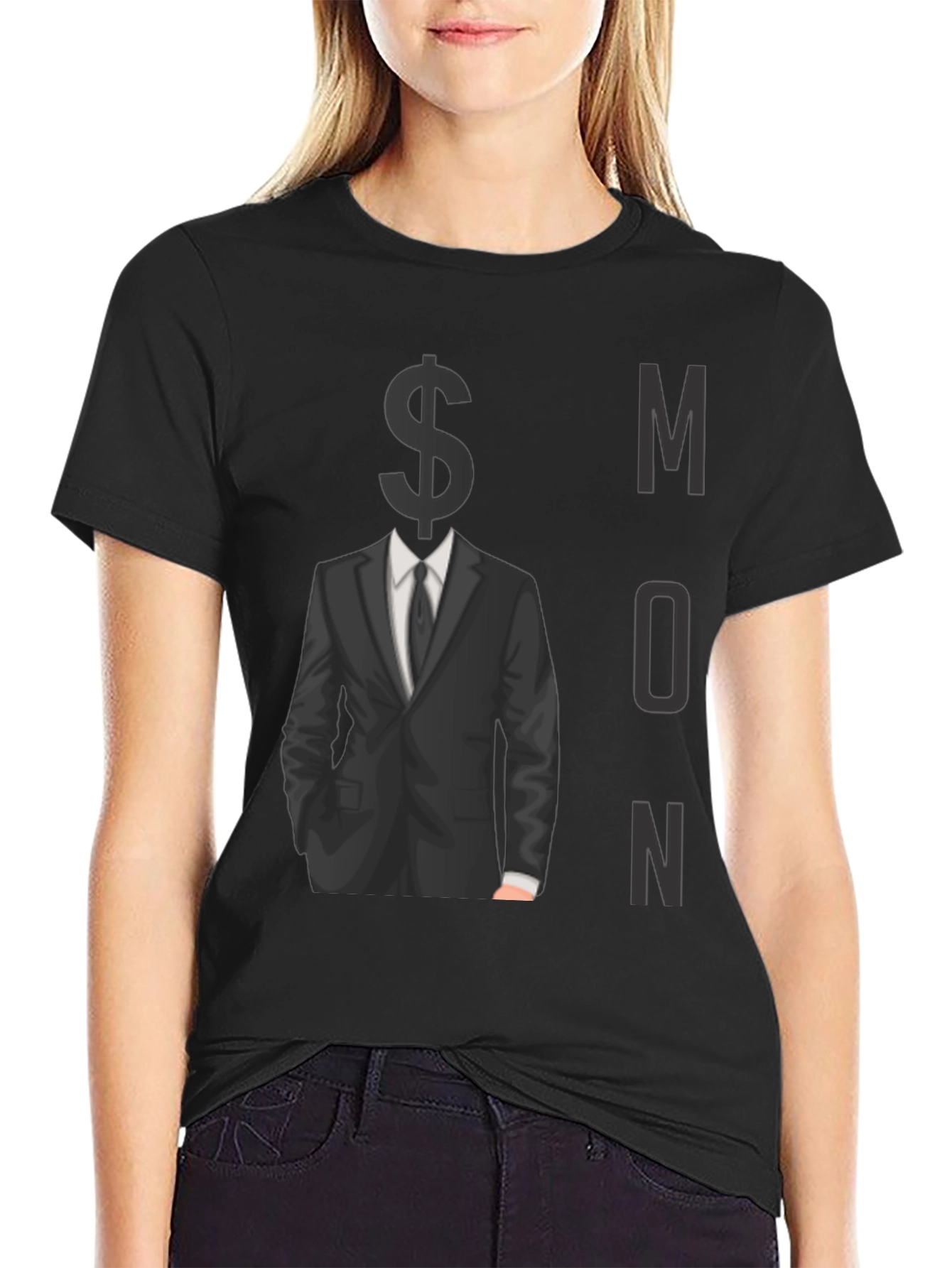 Black Money Minded Men's Black Graphic Tee view 2