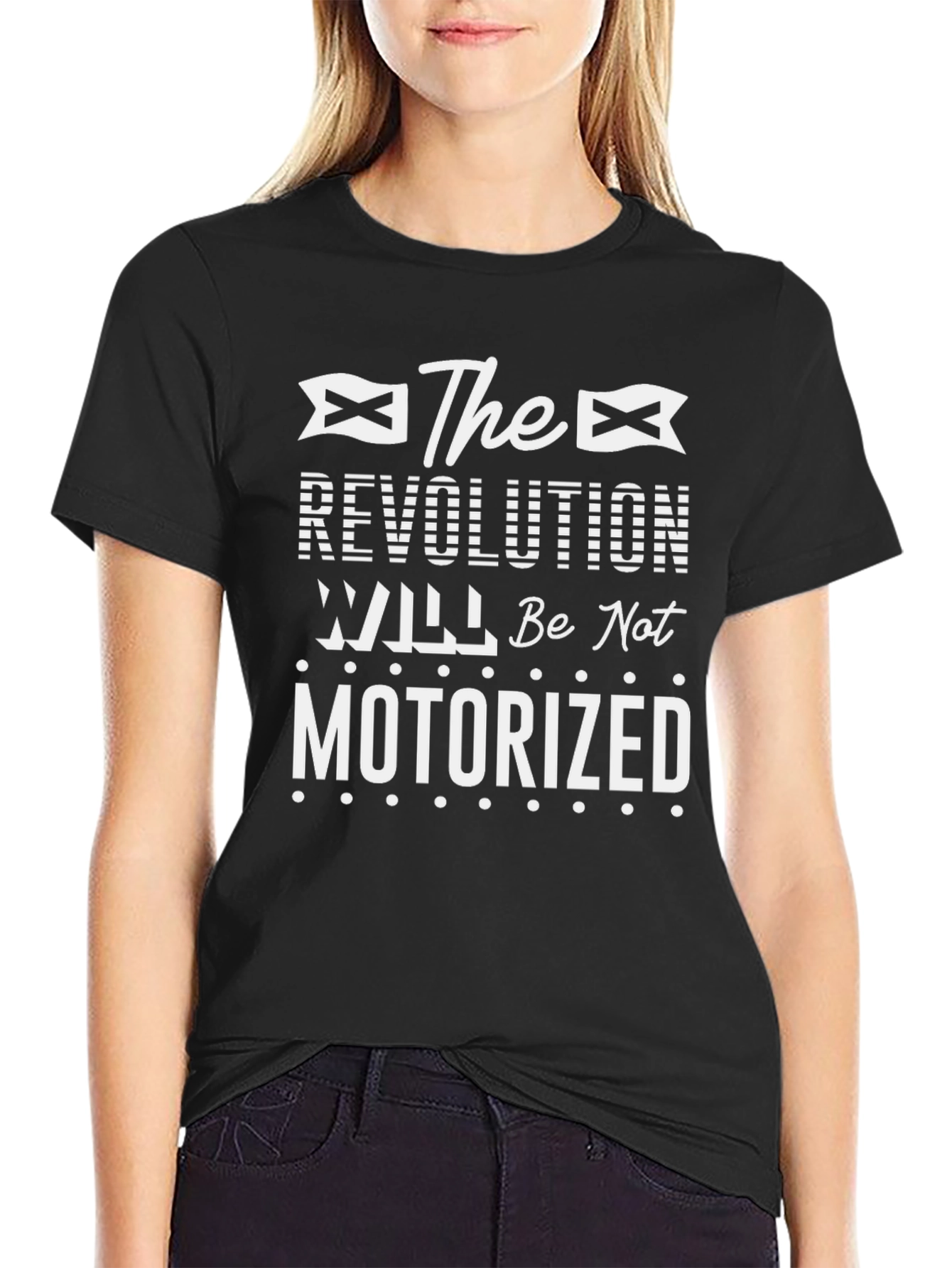 Black Revolution Will Not Be Motorized Graphic Tee view 2