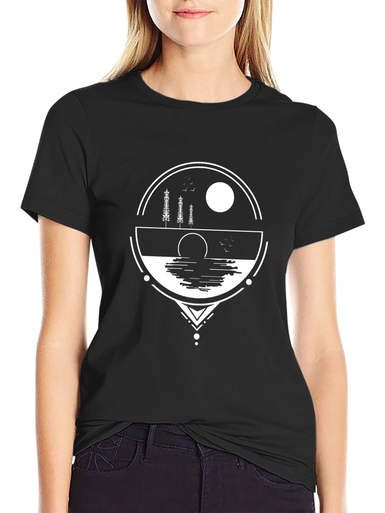 Black Nature Vista Graphic Tee - Black Cotton Blend view 2