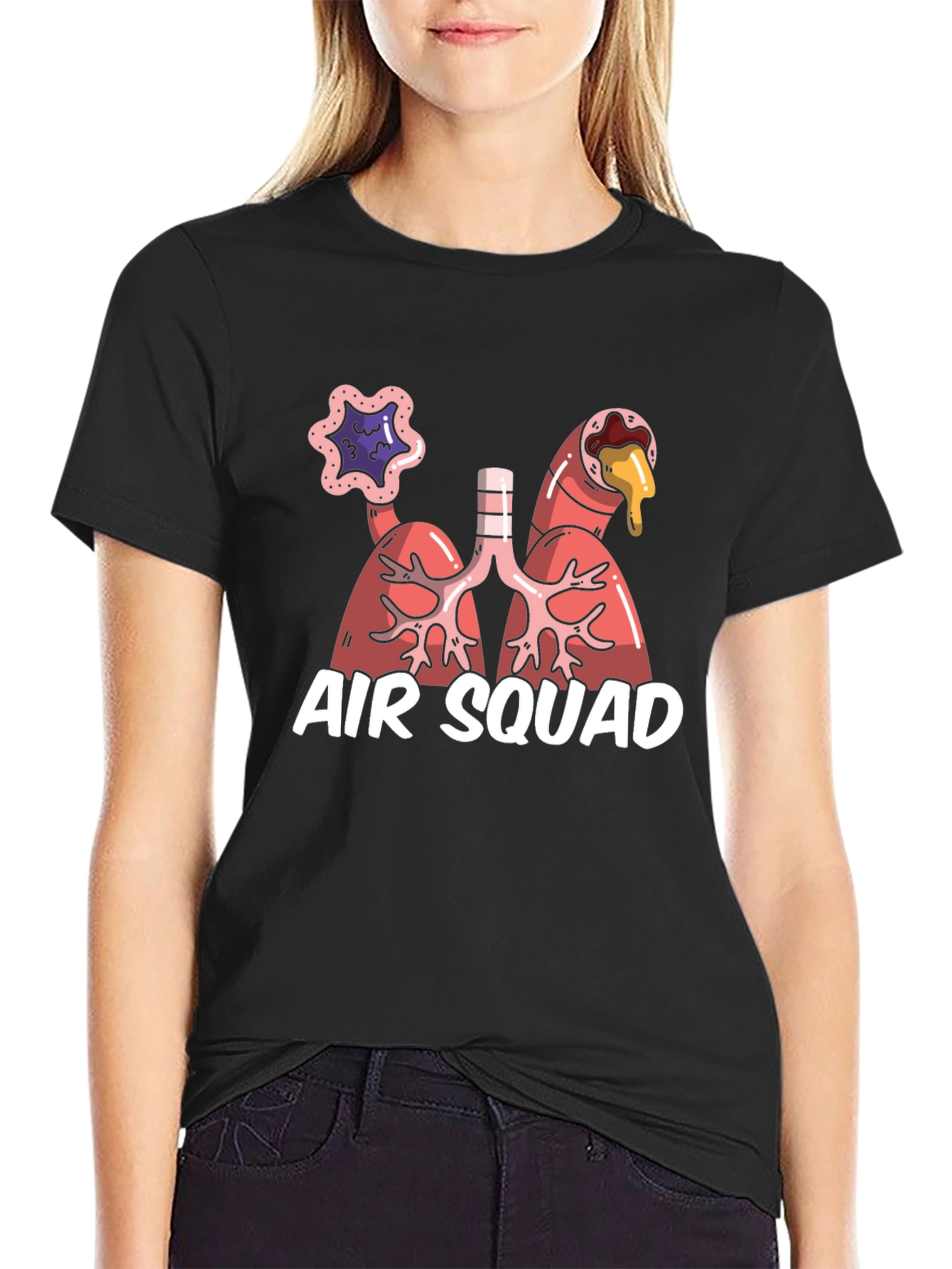 Black Air Squad T-Shirt - Lung Graphic Tee view 2